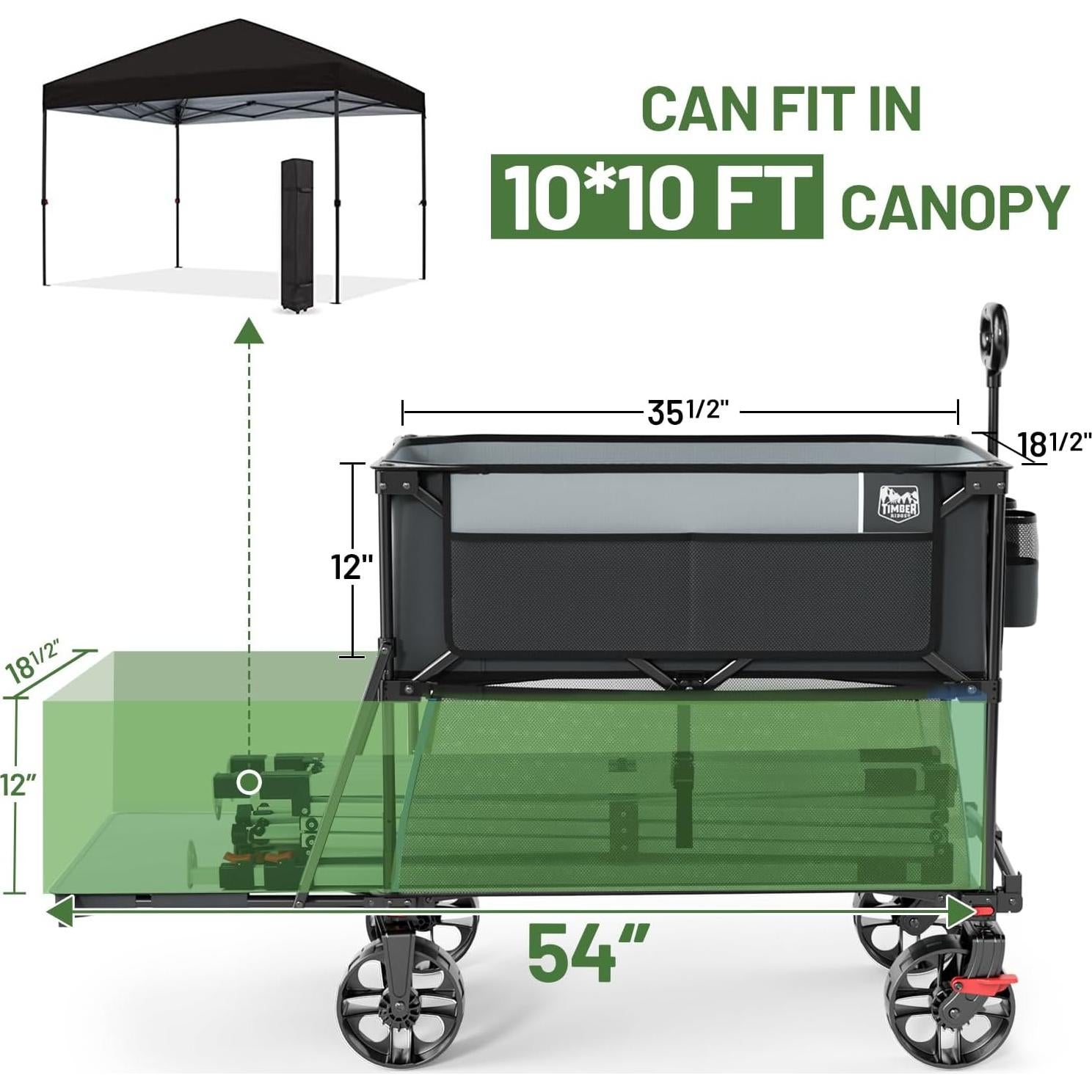Carro Plegable Timber Ridge 400L con Frenos, 450kg, 54"