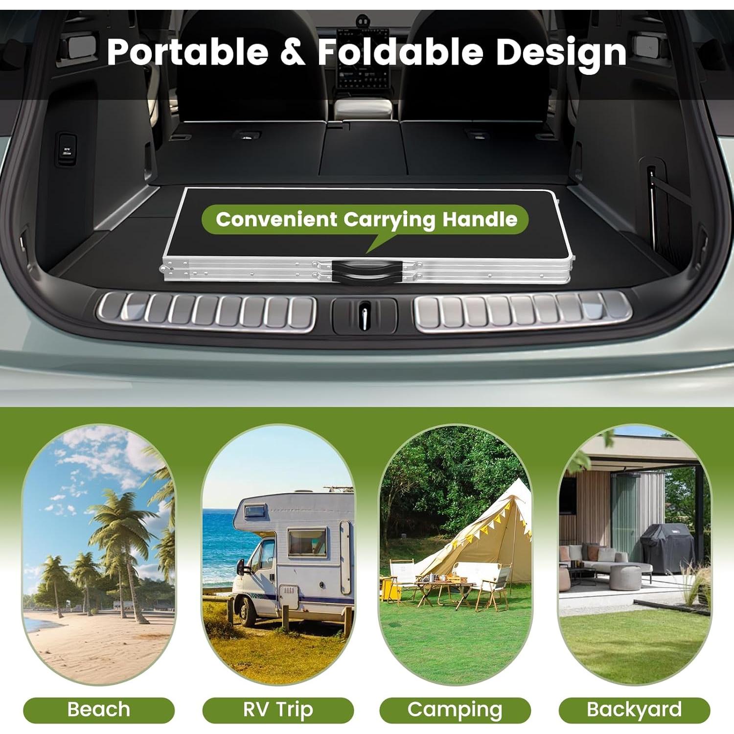 Mesa de Picnic Plegable COSTWAY 206 cm con Estantes y Bolsa