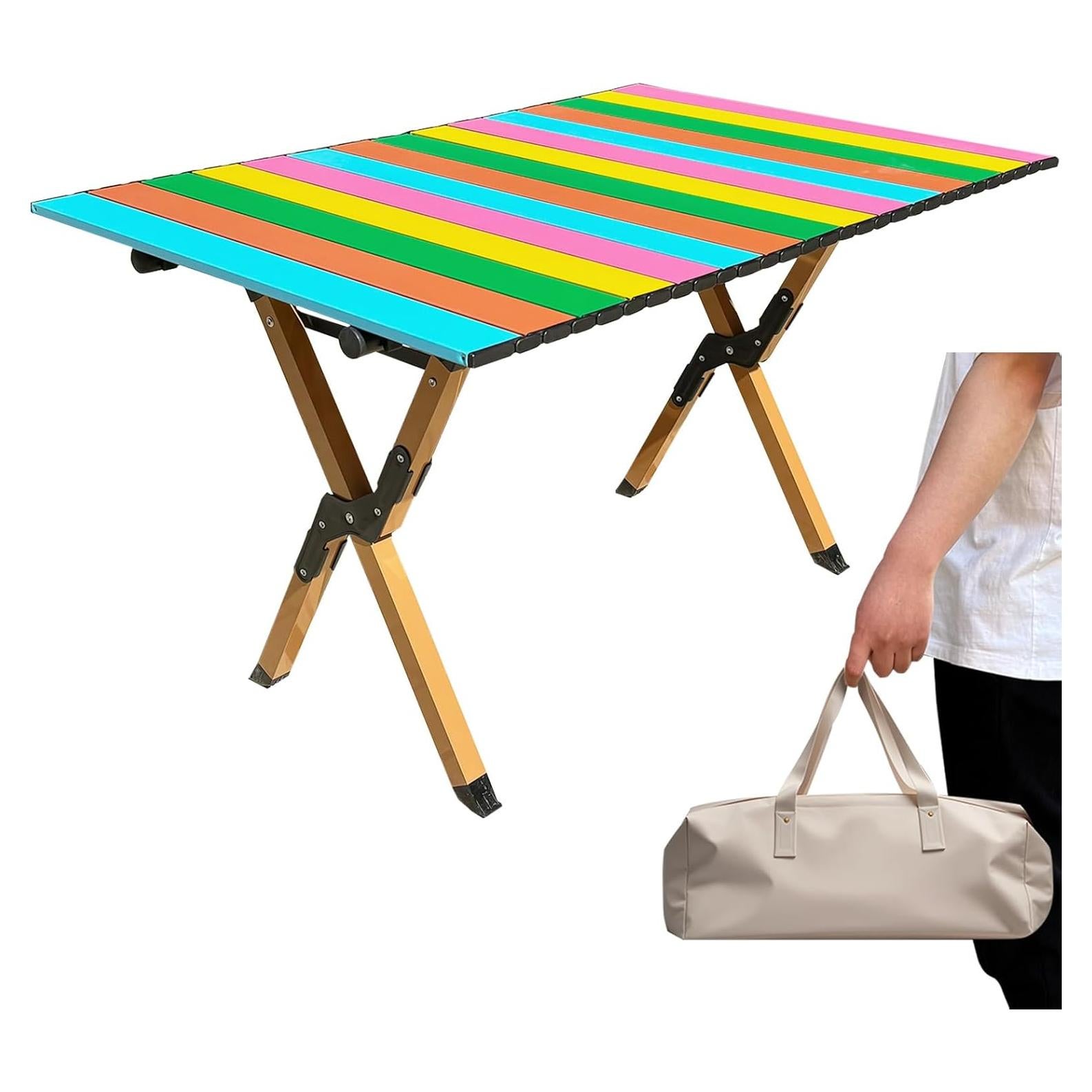 DEOMAi Folding Camping Table Support Up to 250 lbs Multipurpose Folding Table Adjustable Height with Carry Bag Portable Outdoor Table Suitable for Camping, Picnics, BBQ, RV Travel...