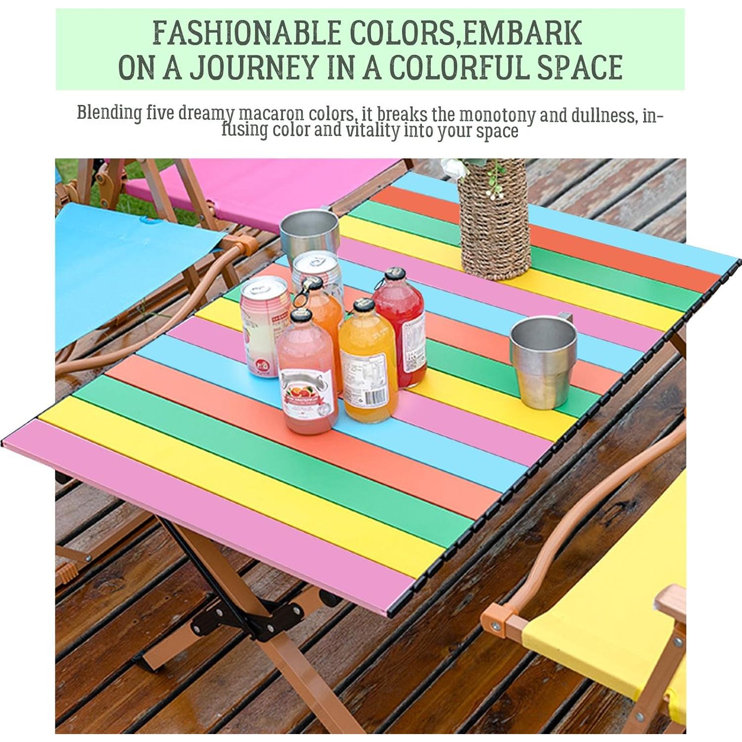 DEOMAi Folding Camping Table Support Up to 250 lbs Multipurpose Folding Table Adjustable Height with Carry Bag Portable Outdoor Table Suitable for Camping, Picnics, BBQ, RV Travel...