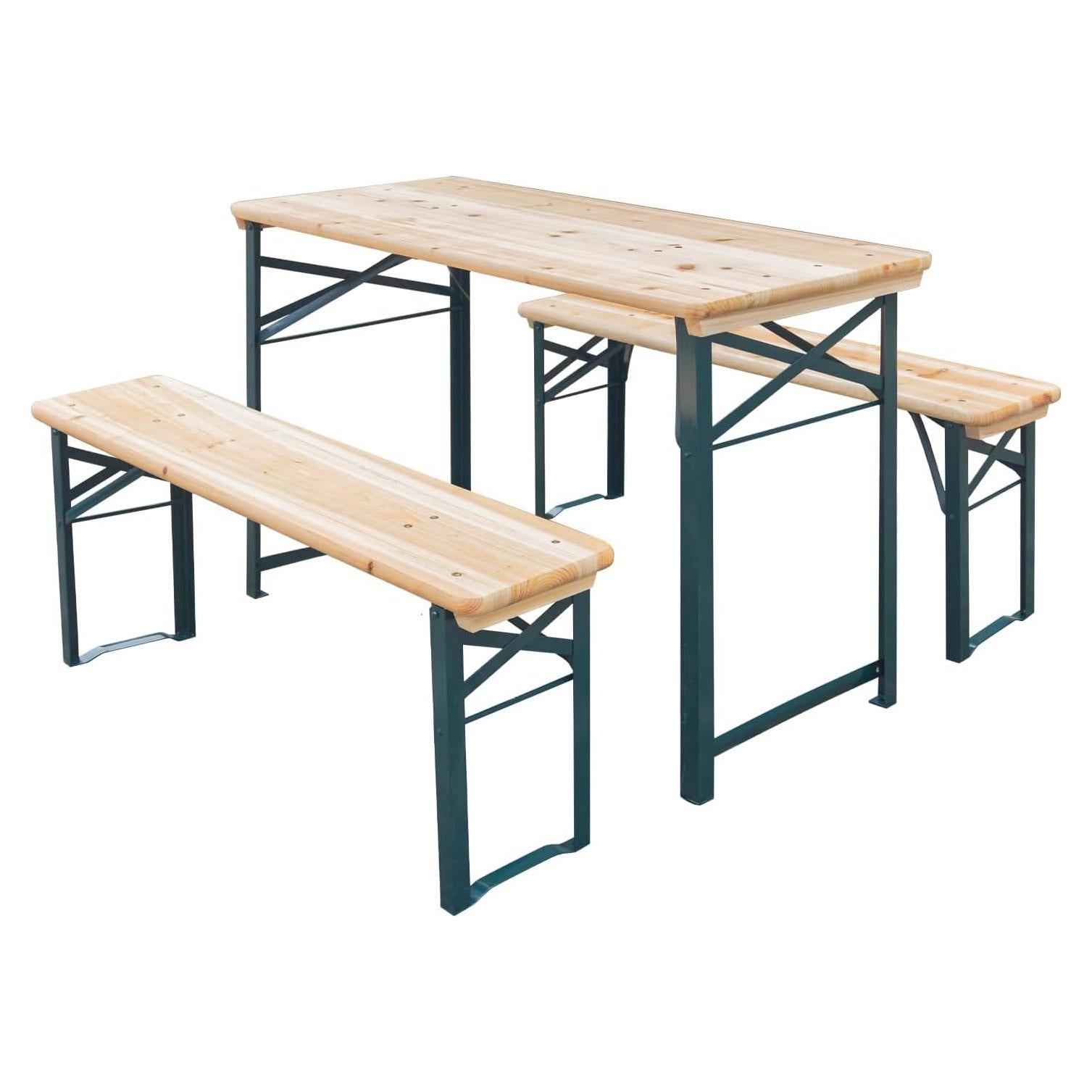 Juego de Mesa de Picnic Plegable MELLCOM con 2 Bancos 114x51cm