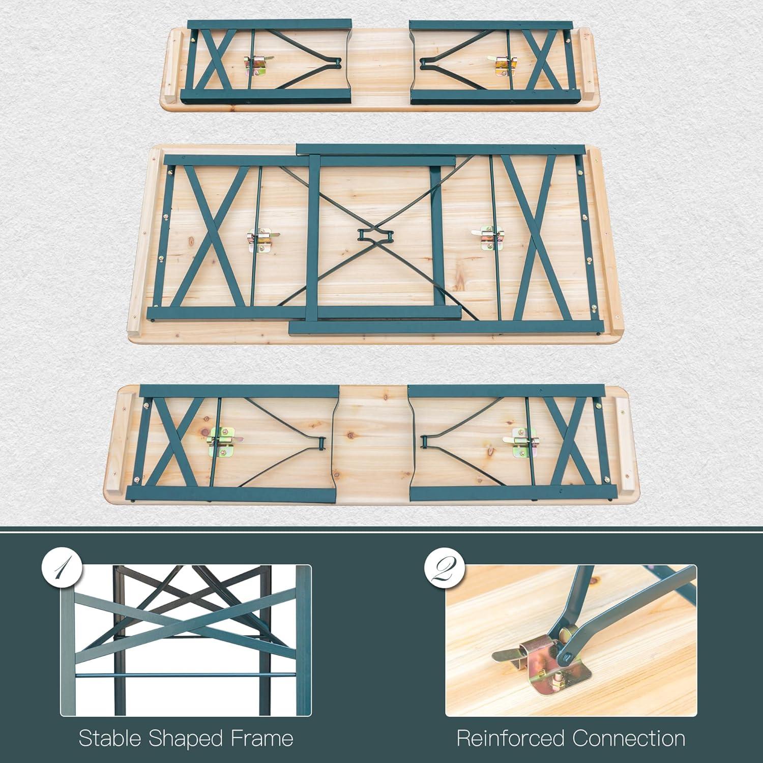 Juego de Mesa de Picnic Plegable MELLCOM con 2 Bancos 114x51cm