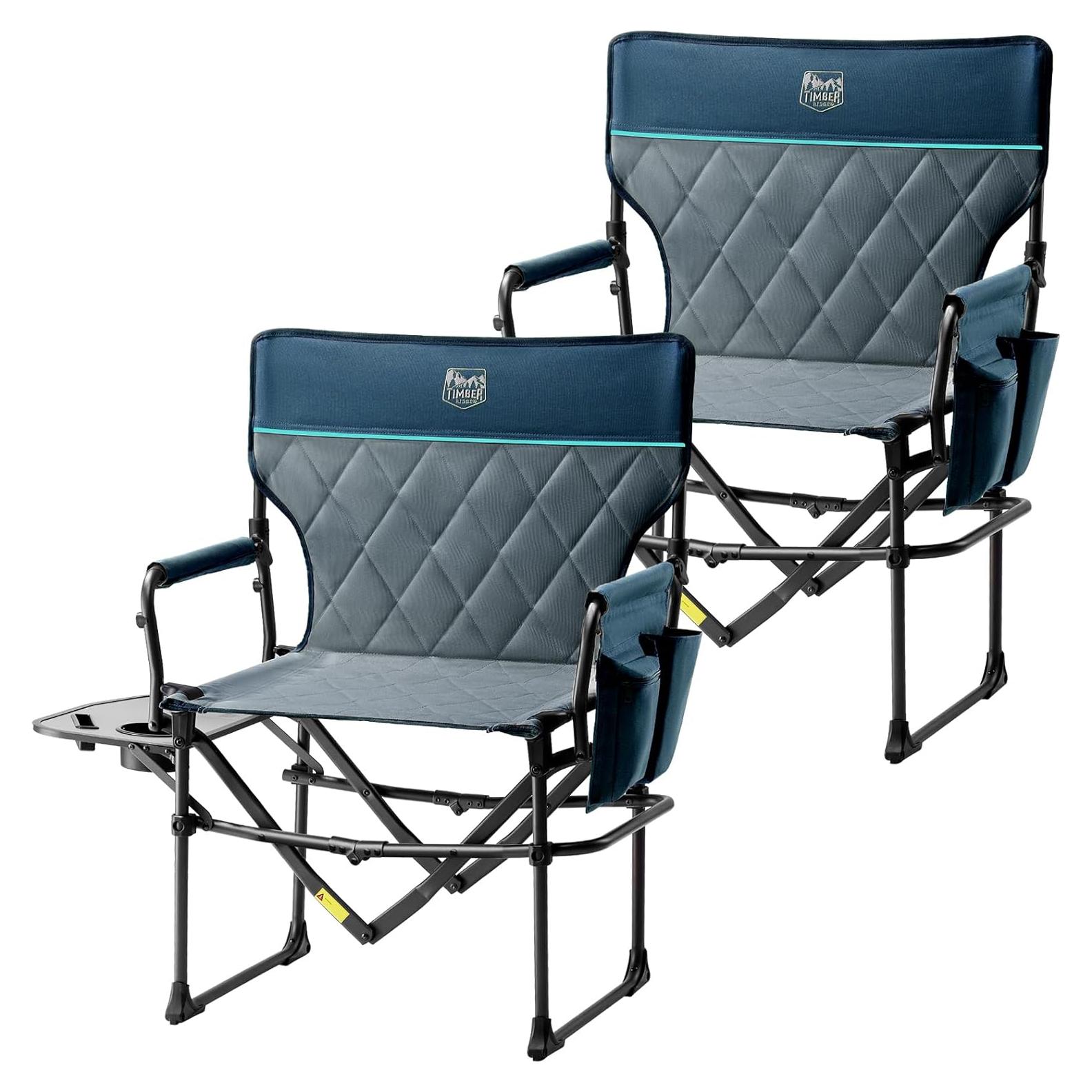 Silla de Camping Plegable Timber Ridge con Mesa Lateral 400lbs