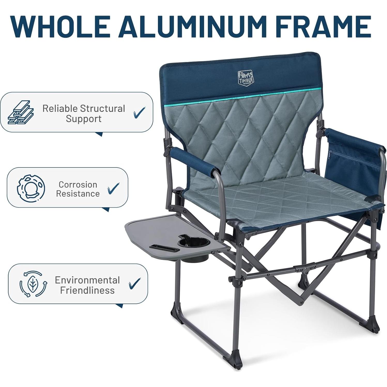 Silla de Camping Plegable Timber Ridge con Mesa Lateral 400lbs