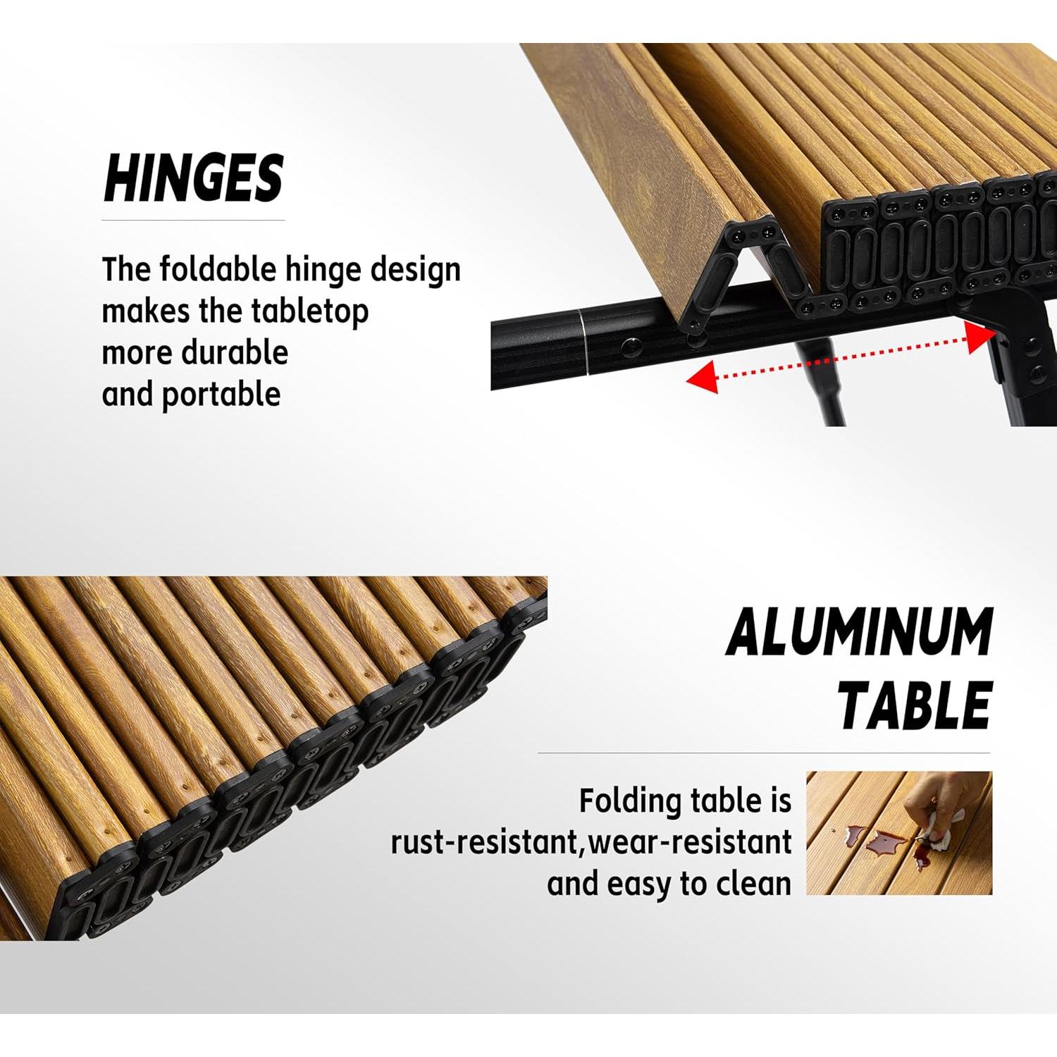 Mesa de Camping Plegable LUSTIDE Aluminio Ajustable 144x92.7cm