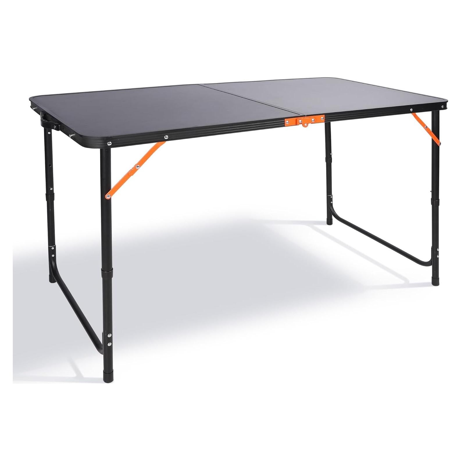 Folding Camping Table,Outdoor Adjustable Height Table,Lightweight Backyard Foldable Camp Table for Picnic,Party,BBQ,Beach,Hiking,Black