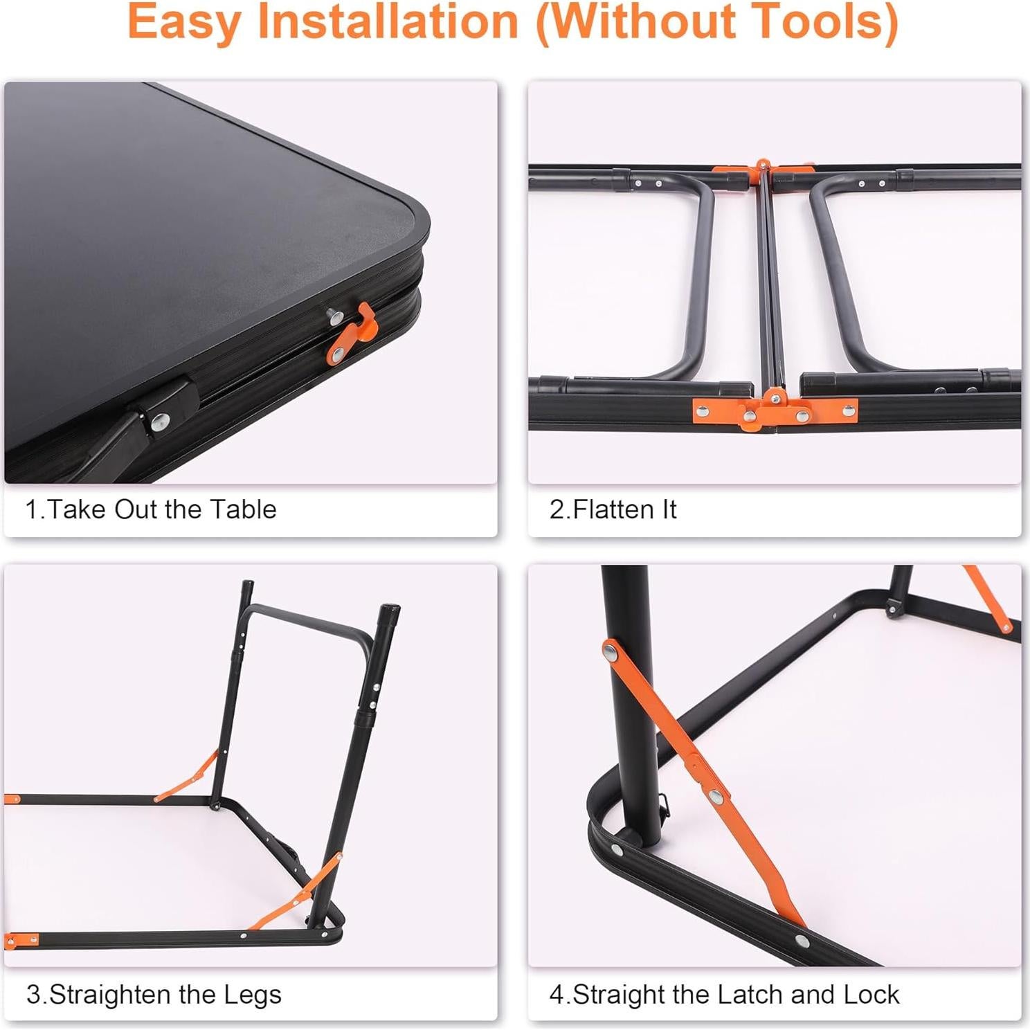 Folding Camping Table,Outdoor Adjustable Height Table,Lightweight Backyard Foldable Camp Table for Picnic,Party,BBQ,Beach,Hiking,Black