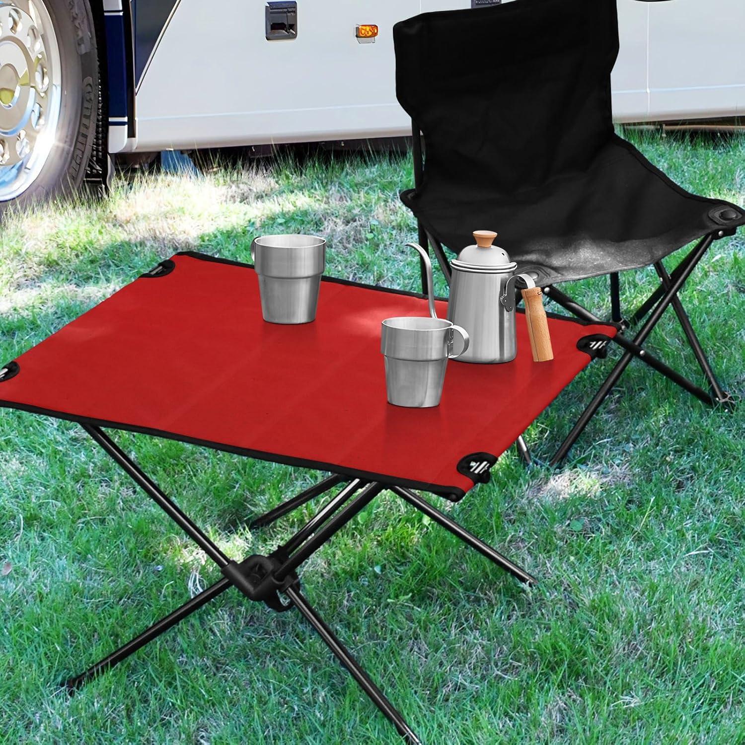 xigua Red Folding Camping Table,Portable Camp Table with Carry Bag Beach Table Folding Table for Picnic, Camp,Party,Travel35, 23.6×15.7×15in