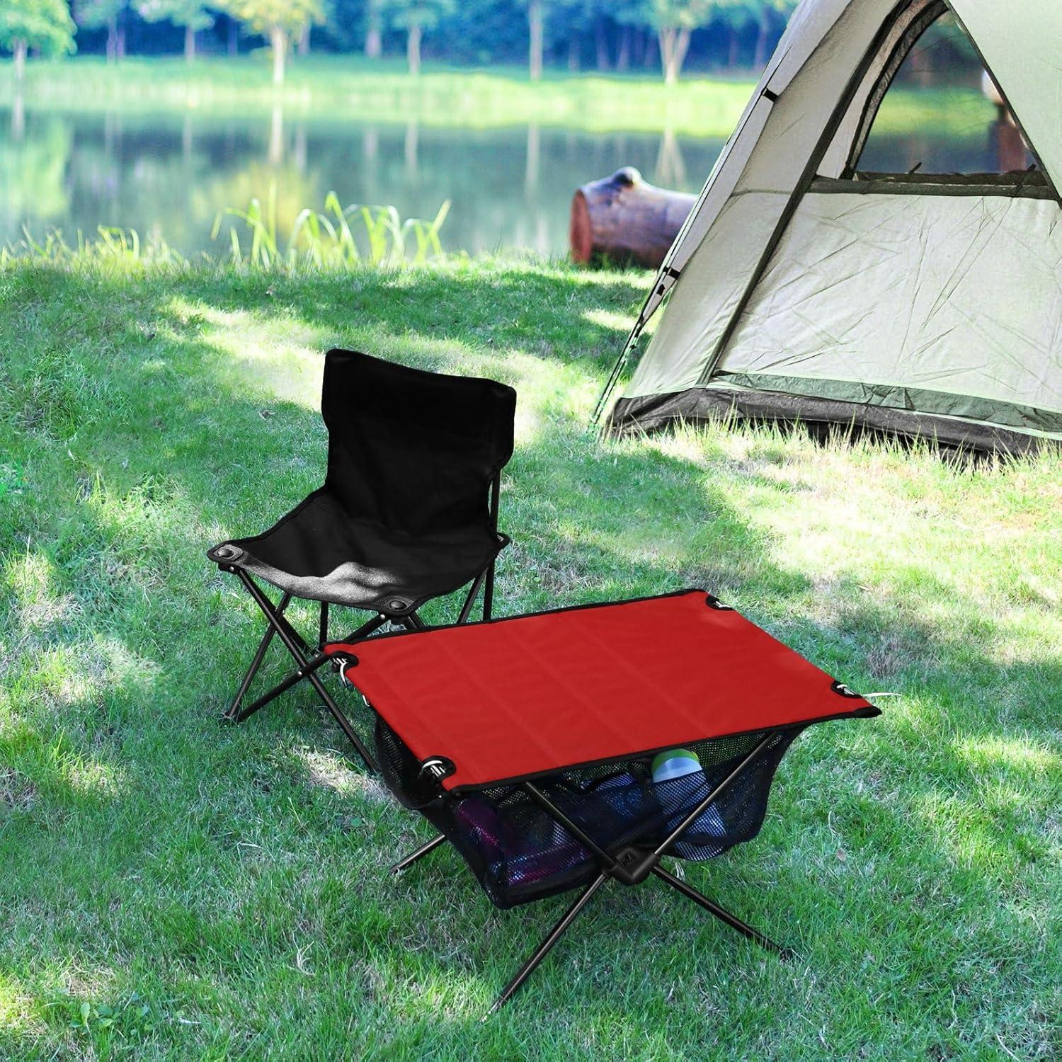 xigua Red Folding Camping Table,Portable Camp Table with Carry Bag Beach Table Folding Table for Picnic, Camp,Party,Travel35, 23.6×15.7×15in