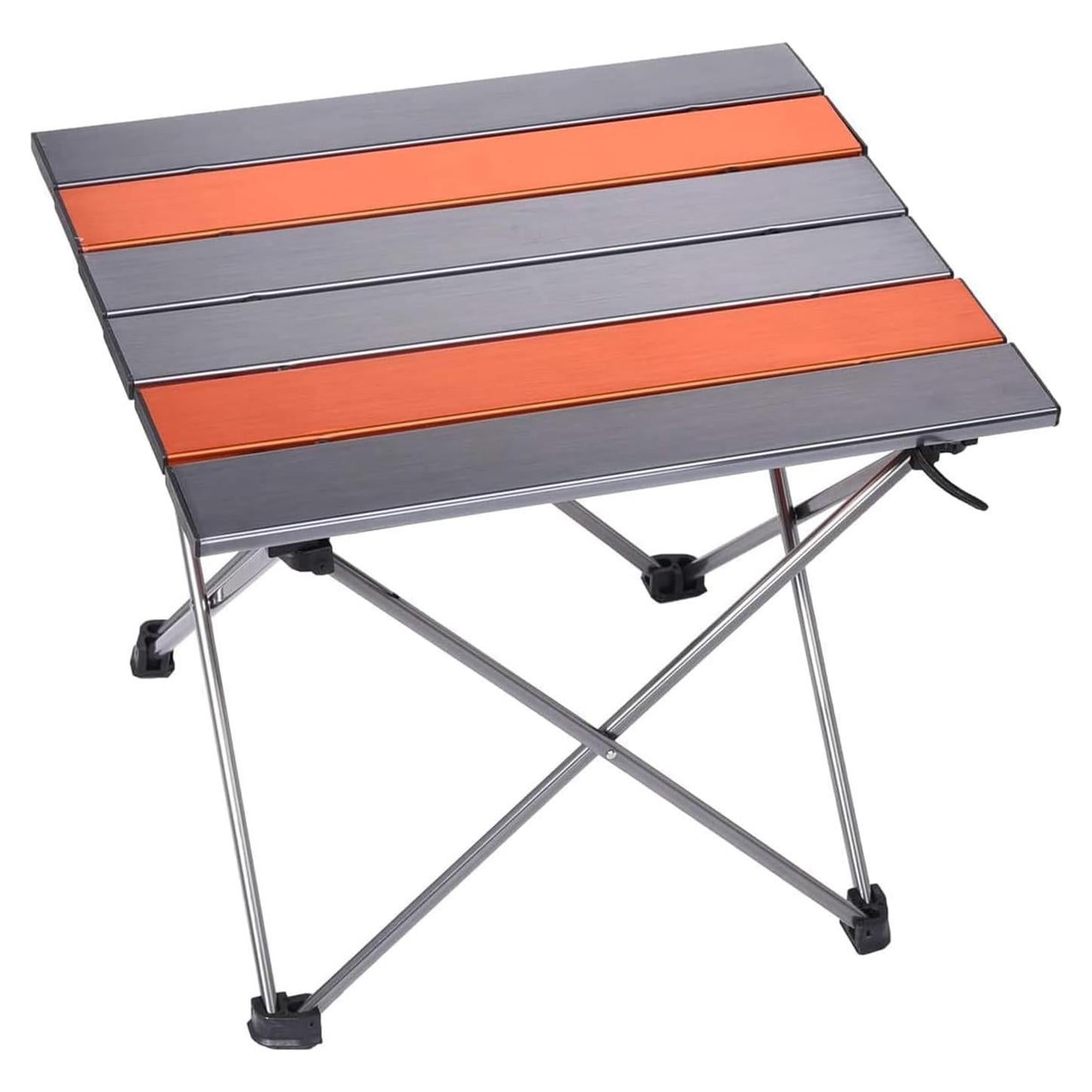 Portable Camping Folding Table, Outdoor Lightweight Camping Aluminum Table for Picnic Camp Boat Travel, Party Dining Camp Tables(Orange+Sliver) (Medium-22 Dx16 Wx16 H(56×40.5×40.5 cm))