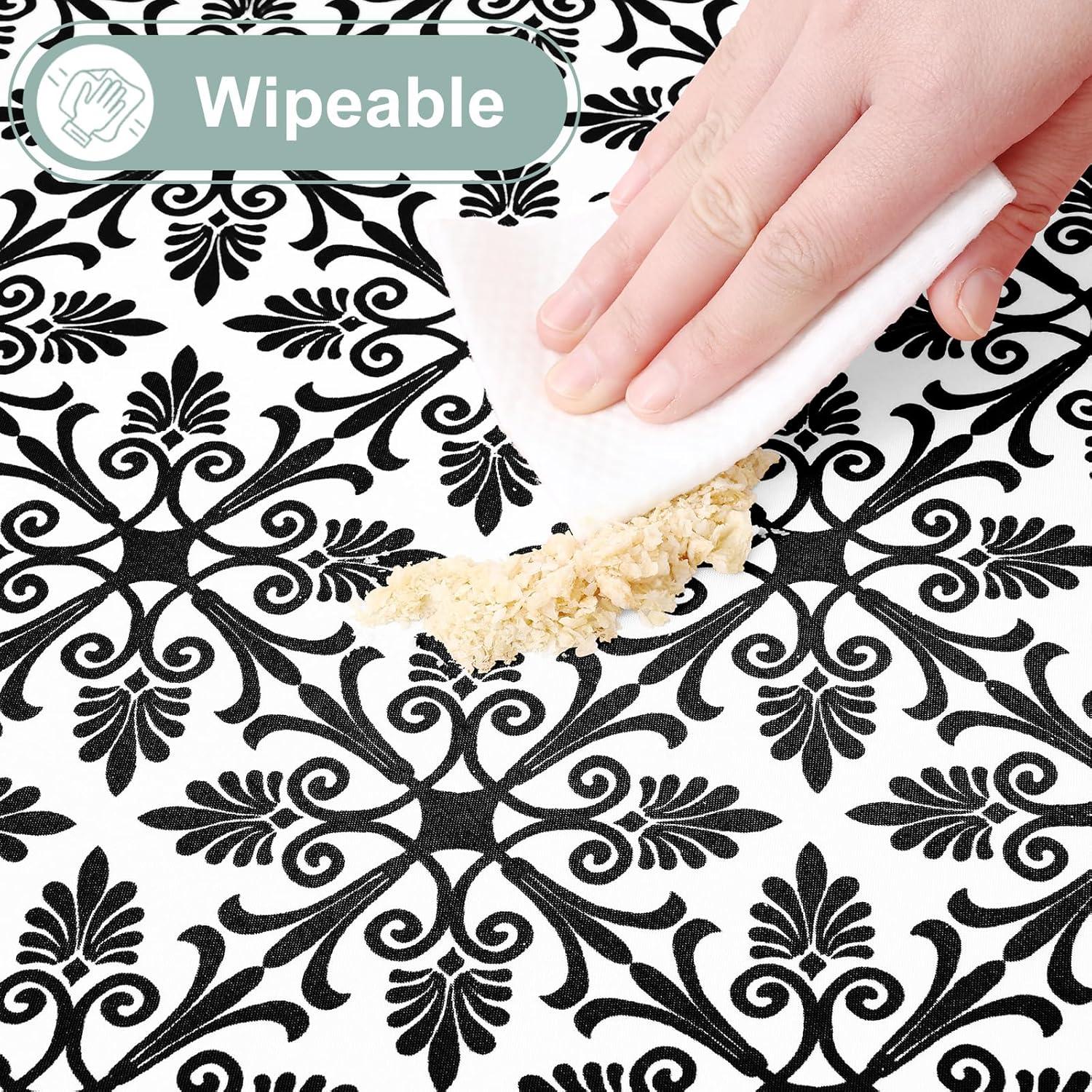 misaya 2 Pack 6 Foot Rectangle Picnic Tablecloth, Elastic Fitted Waterproof Table Cover, Windproof Washable Polyester Table Cloth for Camping, Indoor and Outdoor (Black, 30" x 72")