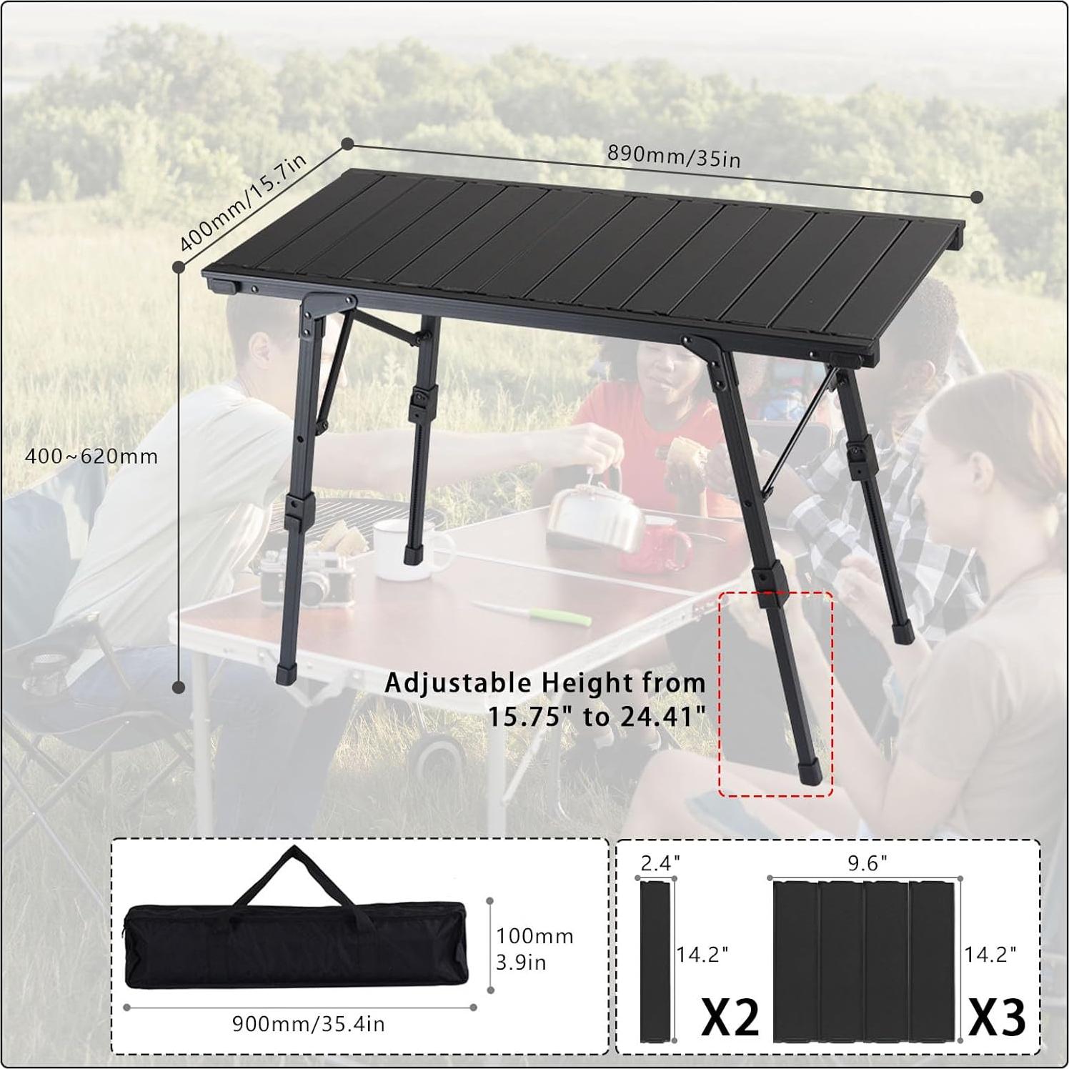 Mesa de Camping Plegable HIKISM HKT-5 Aluminio Ajustable
