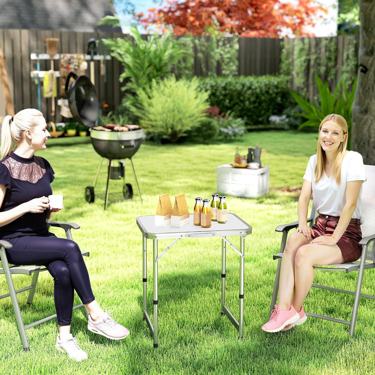 Mesa de Camping Plegable Outsunny 61 cm Ajustable Aluminio