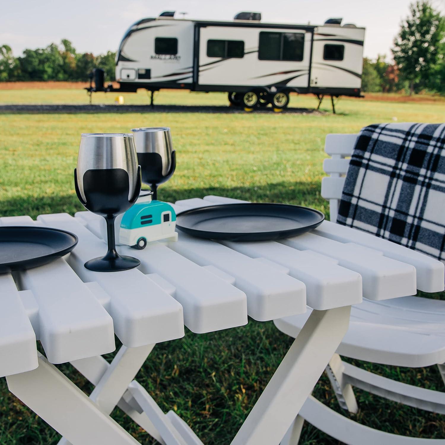 Conjunto de Mesa y Sillas Plegables Camco para Exterior - 3 Piezas