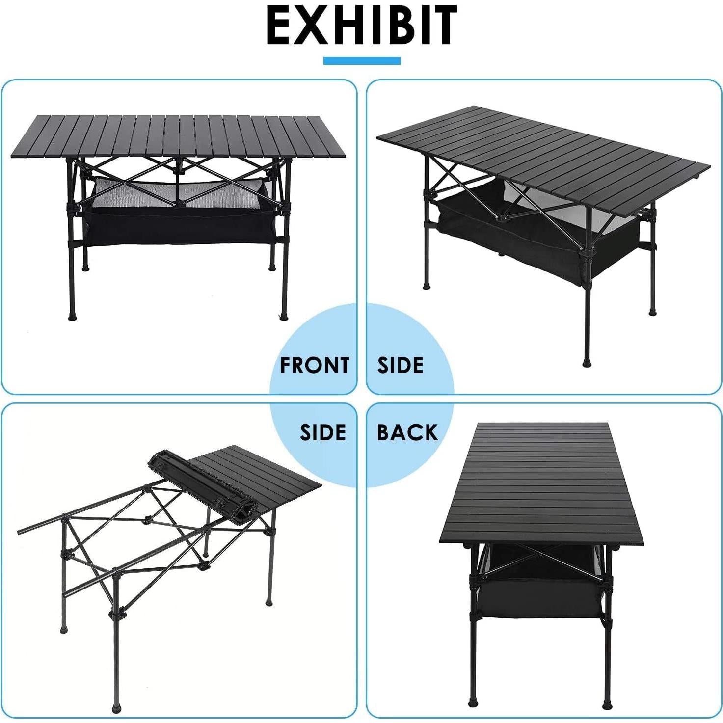 LEADALLWAY Camping Table Folding Picnic Table with 4 Cup Holders and Carrying Bags and Folding Camping Table