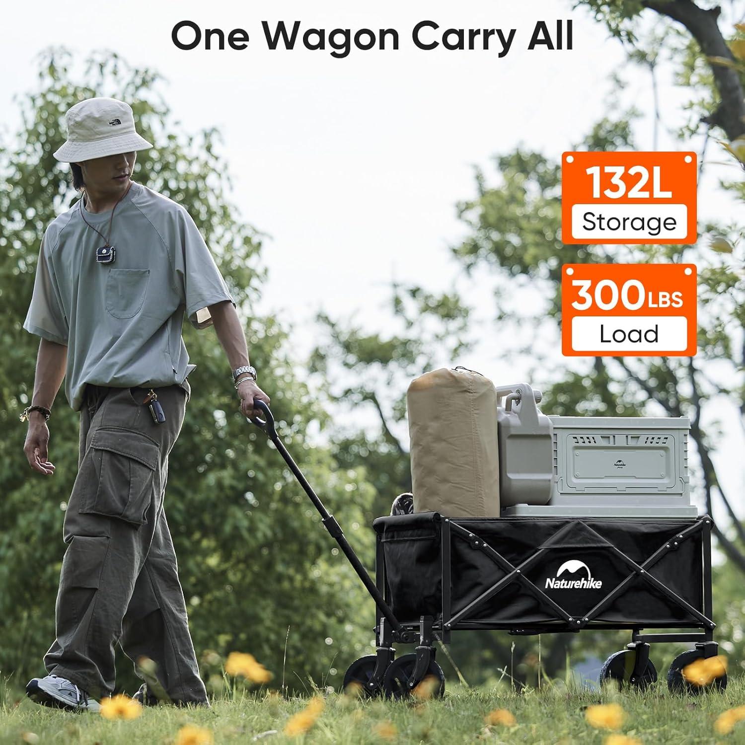 Carro de Playa Plegable Naturehike 300kg con Ruedas Todo Terreno