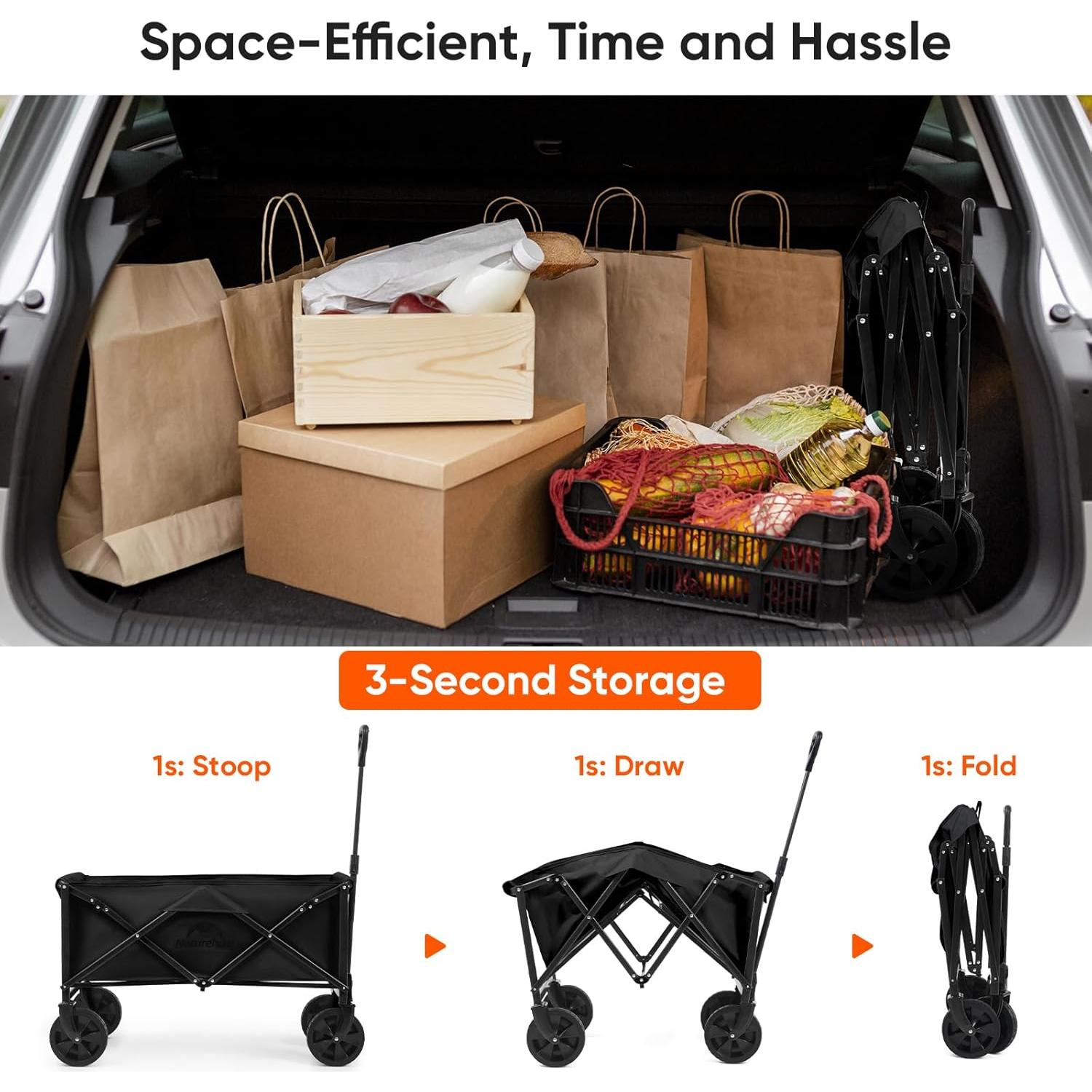 Carro de Playa Plegable Naturehike 300kg con Ruedas Todo Terreno