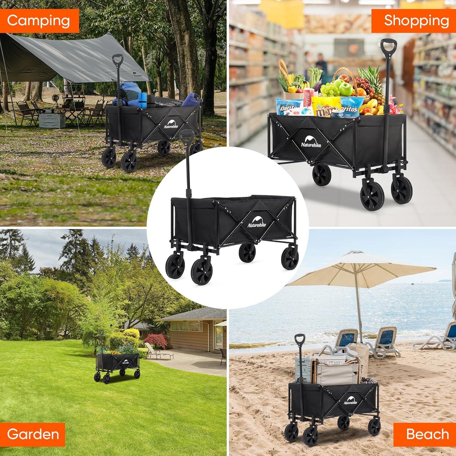 Carro de Playa Plegable Naturehike 300kg con Ruedas Todo Terreno