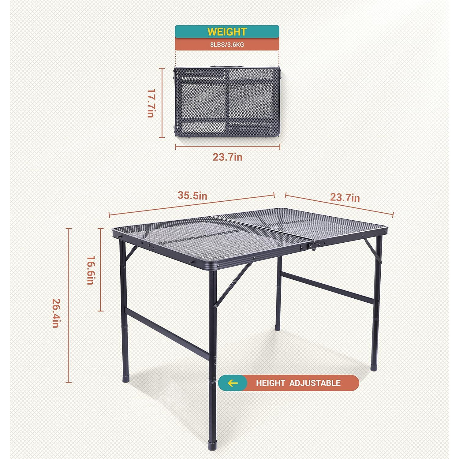 Mesa Plegable de Camping Nice C 90.2x60.2cm Ajustable Negra