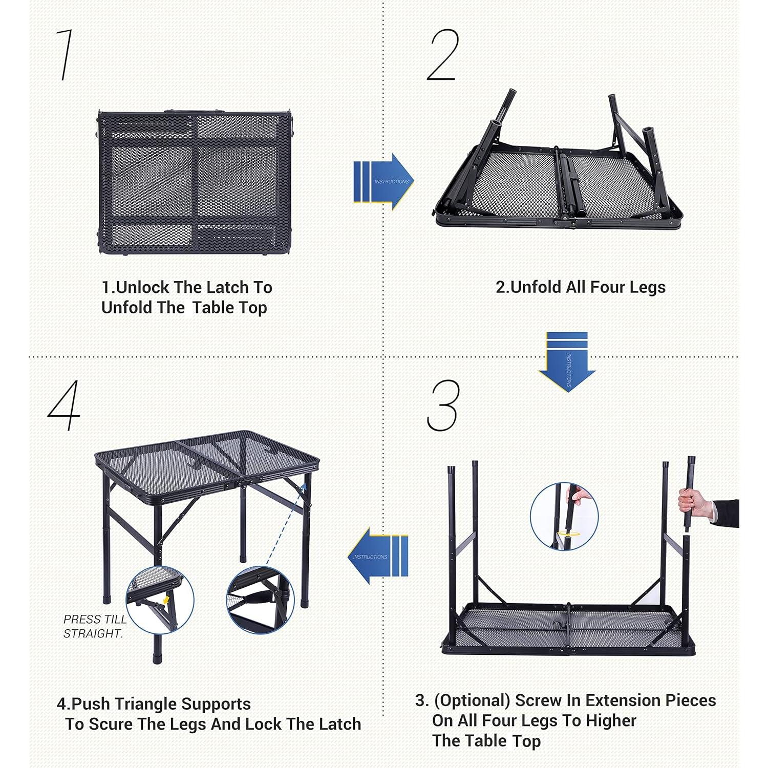 Mesa Plegable de Camping Nice C 90.2x60.2cm Ajustable Negra