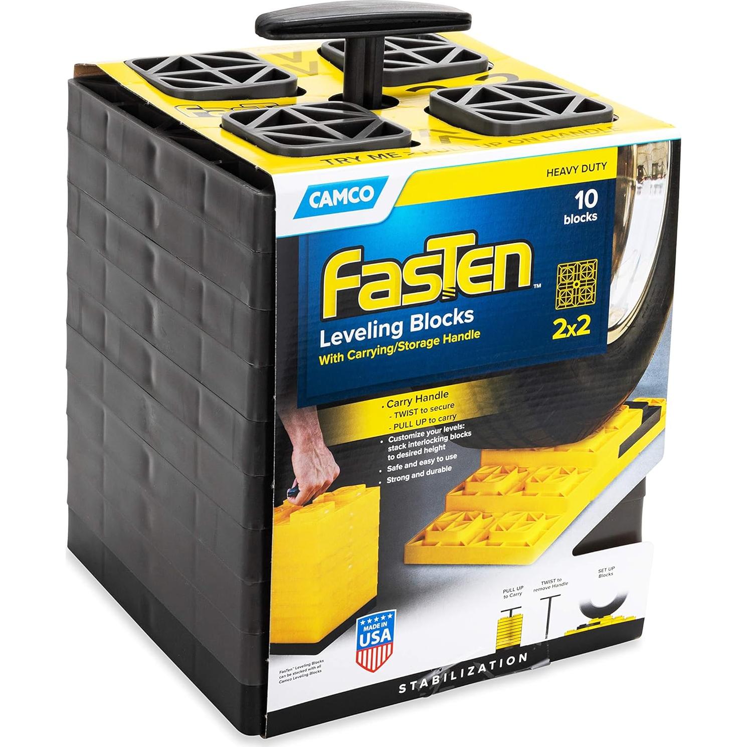 Bloques de Nivelación Camco FasTen para RV - Paquete de 10