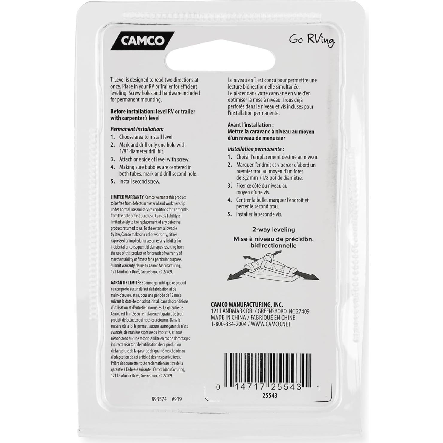 Nivelador T Camco 25543 para RV - Instalación Fácil