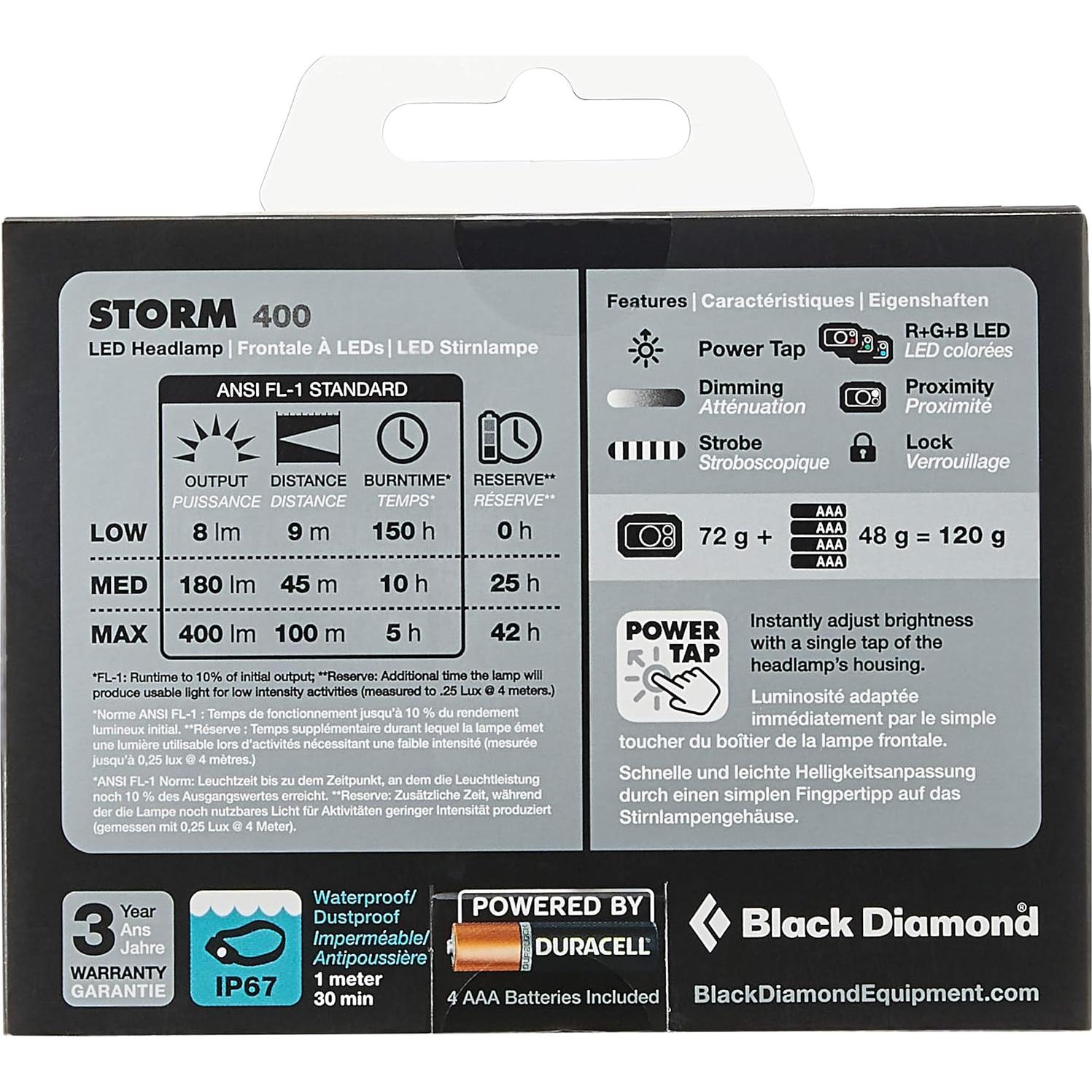 Linterna Frontal Impermeable Black Diamond Storm 400 LED
