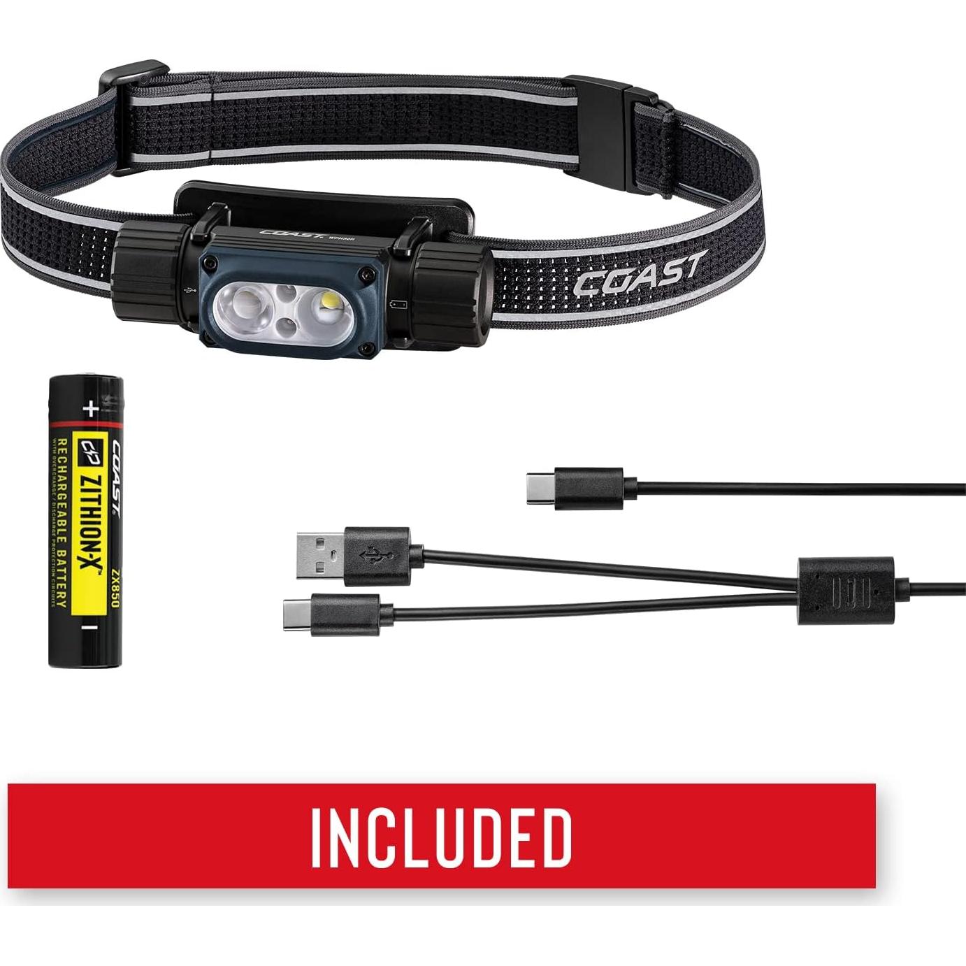 Linterna Frontal Coast WPH30R 1000 Lúmenes IP68 Recargable