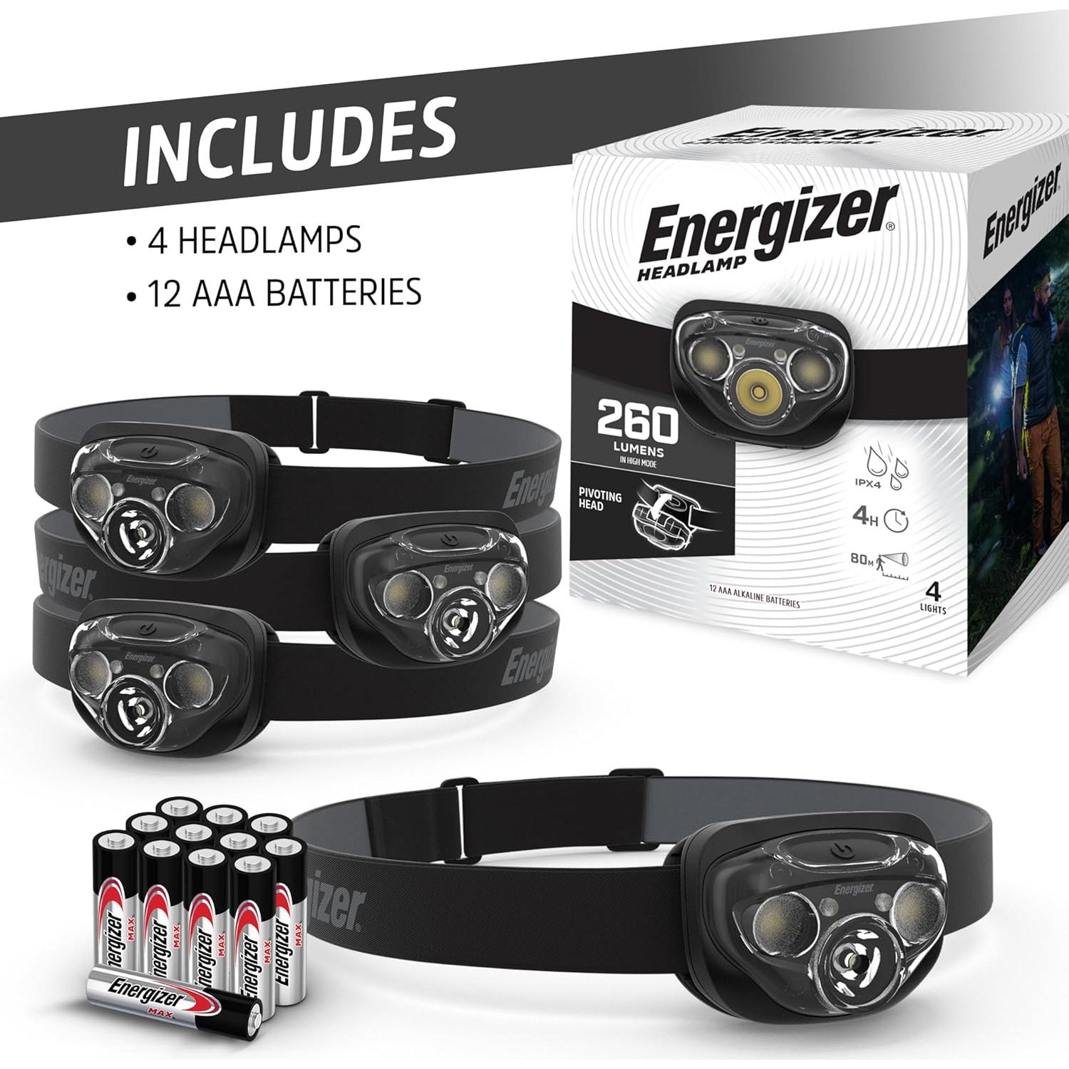 Linternas Frontales Energizer PRO260 - Paquete de 4, 260 Lúmenes