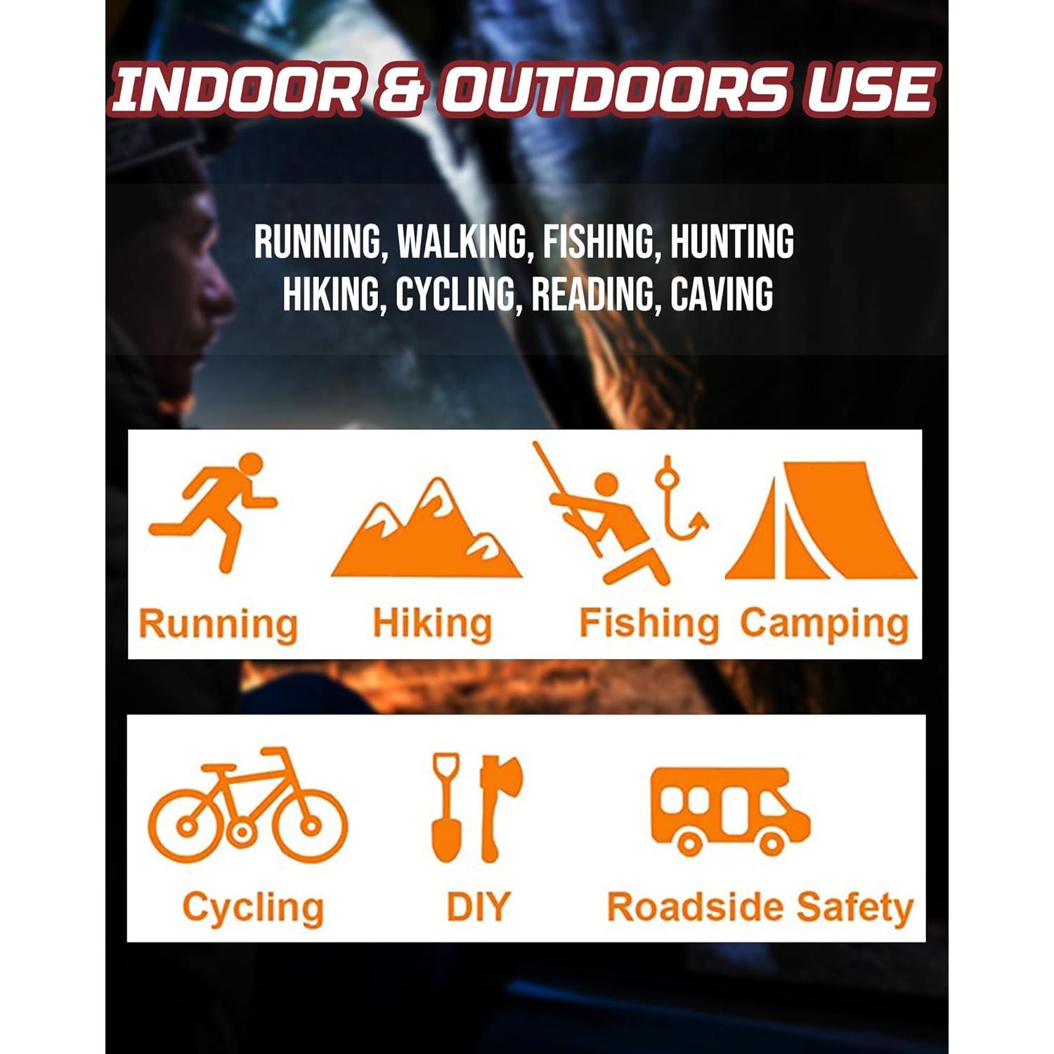 Camping Headlamp Flashlight 8 Pack, Outdoor Super Bright COB Head Lamp Gear for Running, Reading, Hiking, Walking, Climbing, Fishing, Hunting, Jogging, Headlight Multipack for Adults, Kids