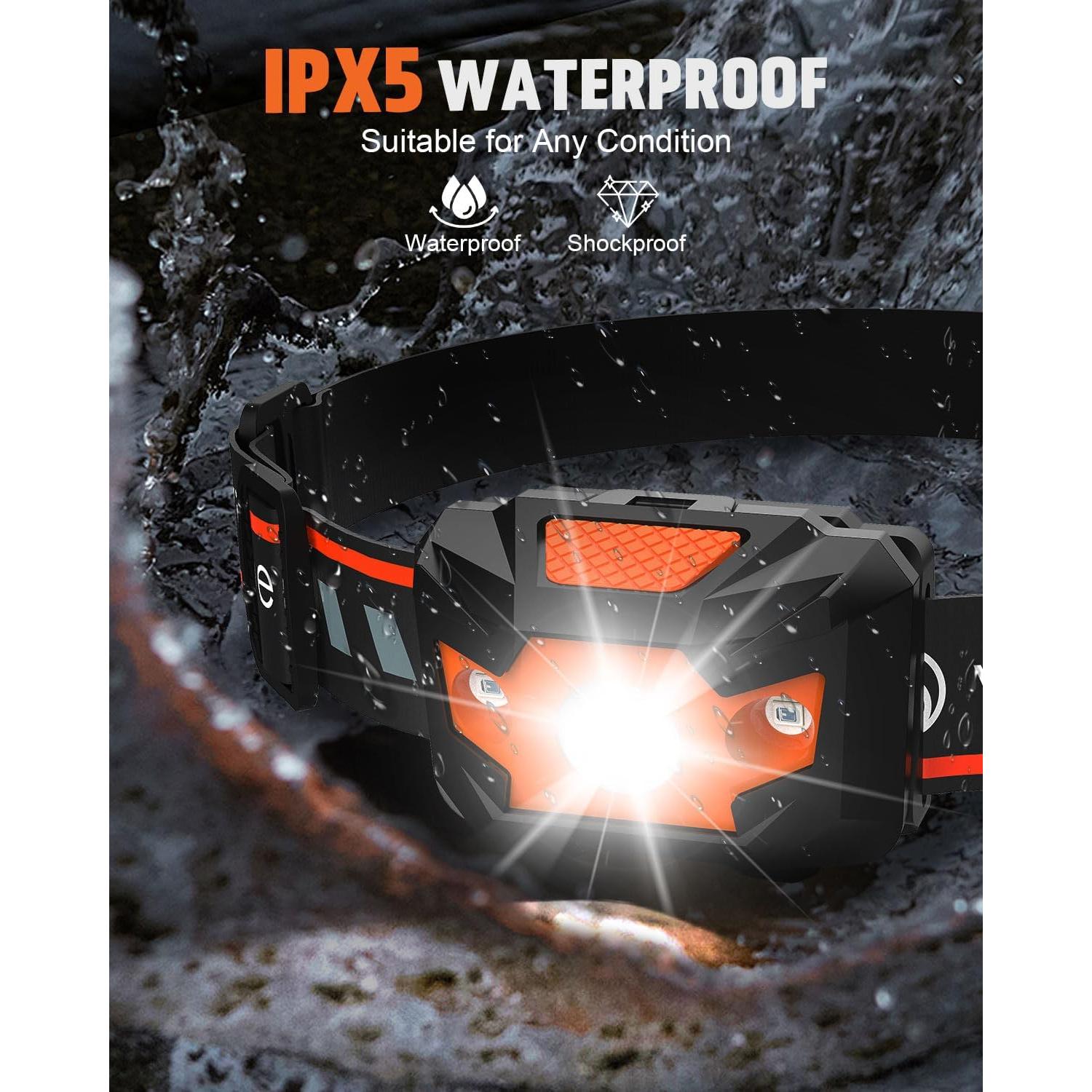 Linterna Frontal LED Victoper Naranja 1100 Lúmenes 4 Modos