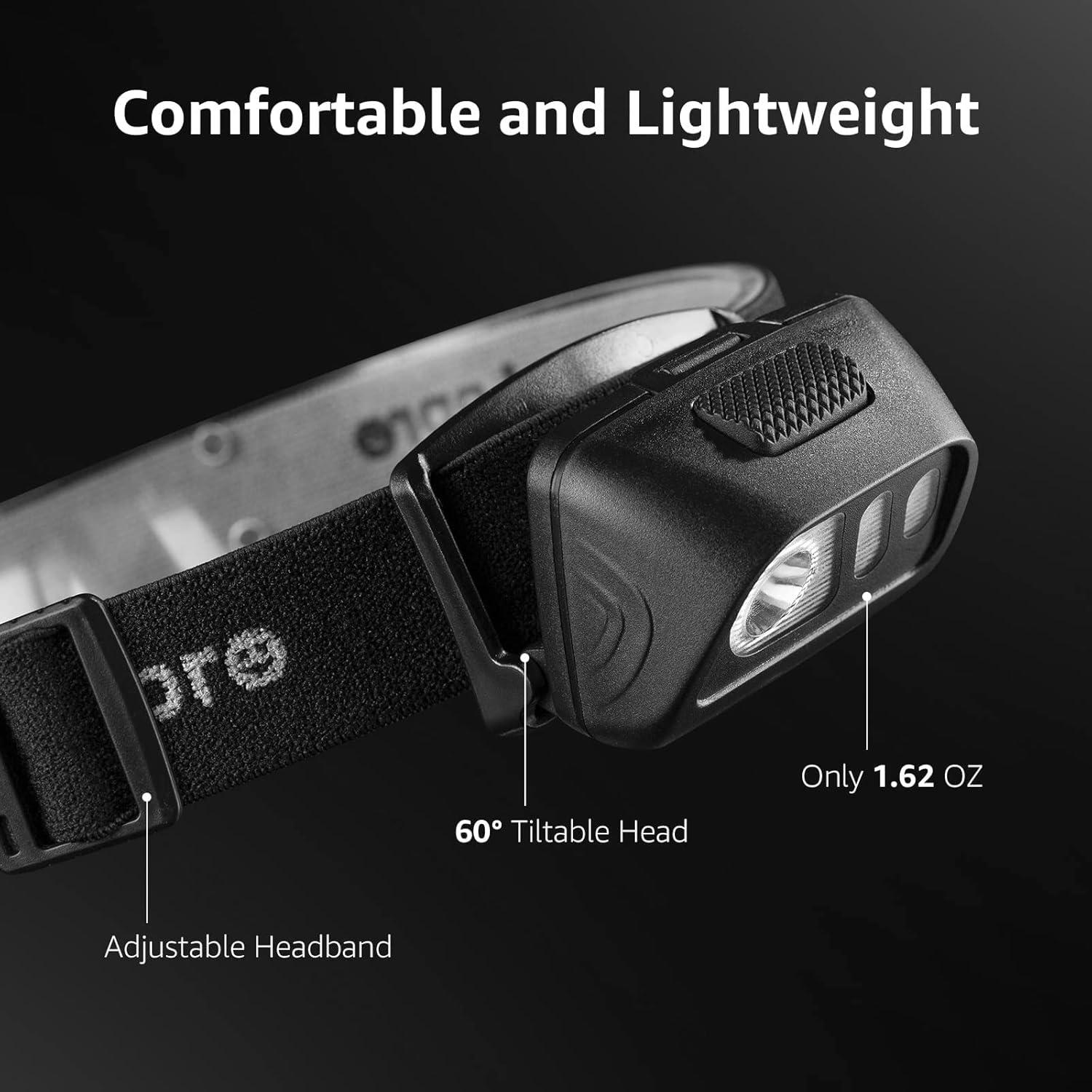 Linterna Frontal LED Lepro PR320016-a-2, 1500 Lúmenes, 6 Modos, Impermeable IPX4, Paquete de 2