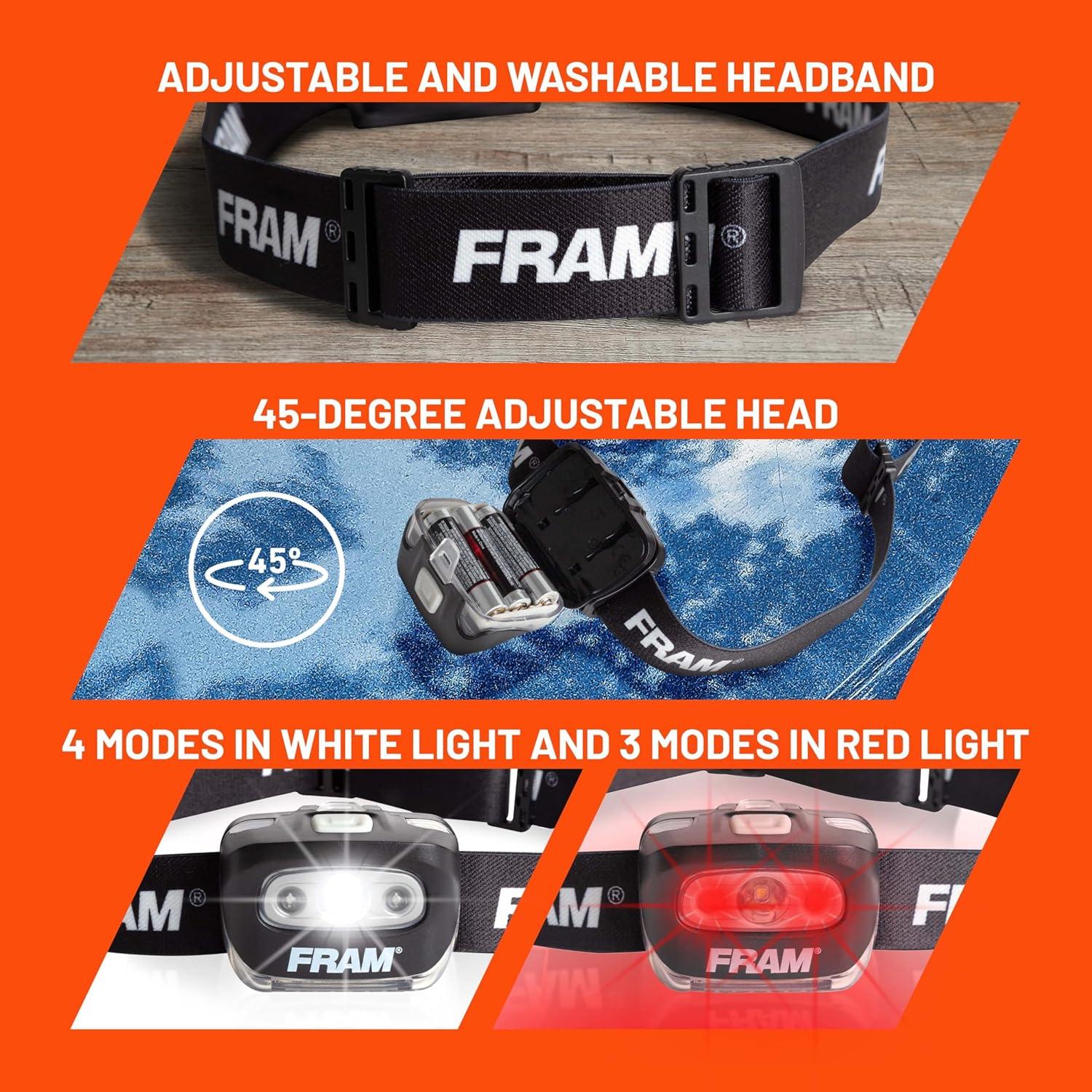 Linterna Frontal FRAM FAC40008 LED Impermeable 7 Modos