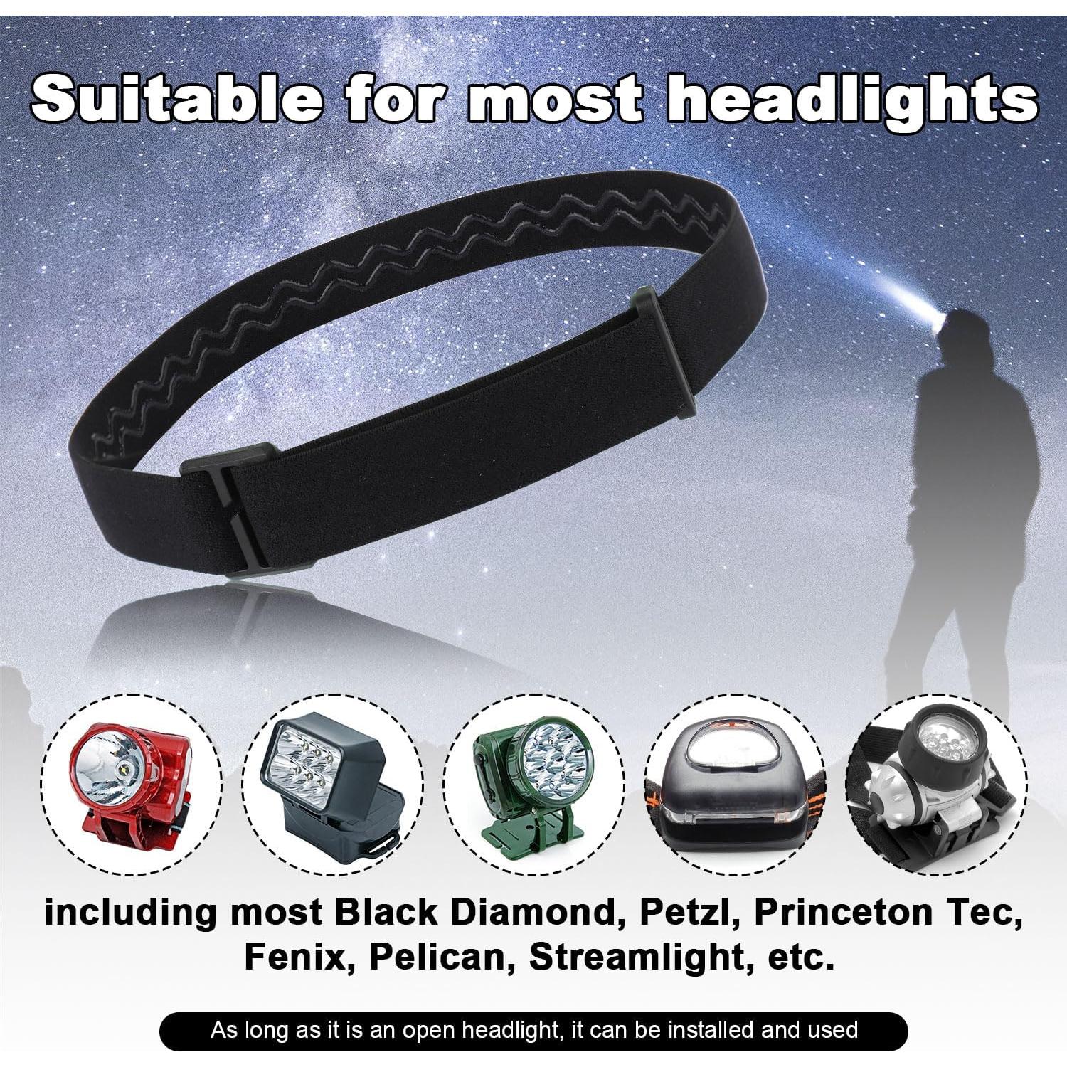 Correa Elástica para Linterna Frontal BOXOB 68cm Negra - 2 Pcs