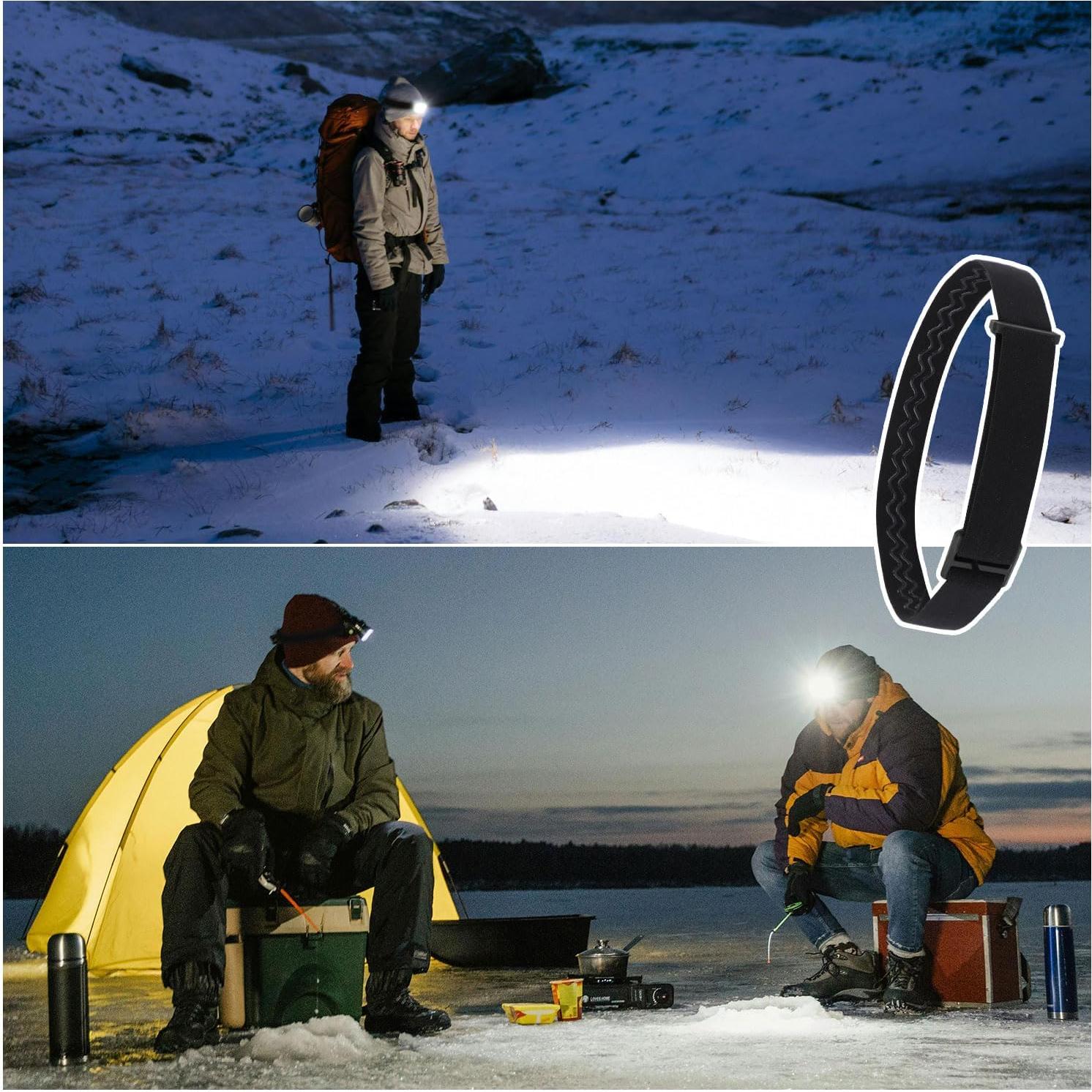 Correa Elástica para Linterna Frontal BOXOB 68cm Negra - 2 Pcs