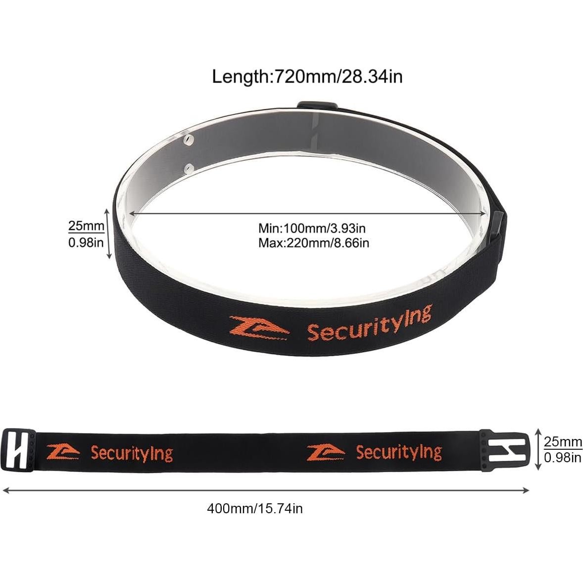Correa de Linterna Frontal Ajustable SecurityIng 22-26mm
