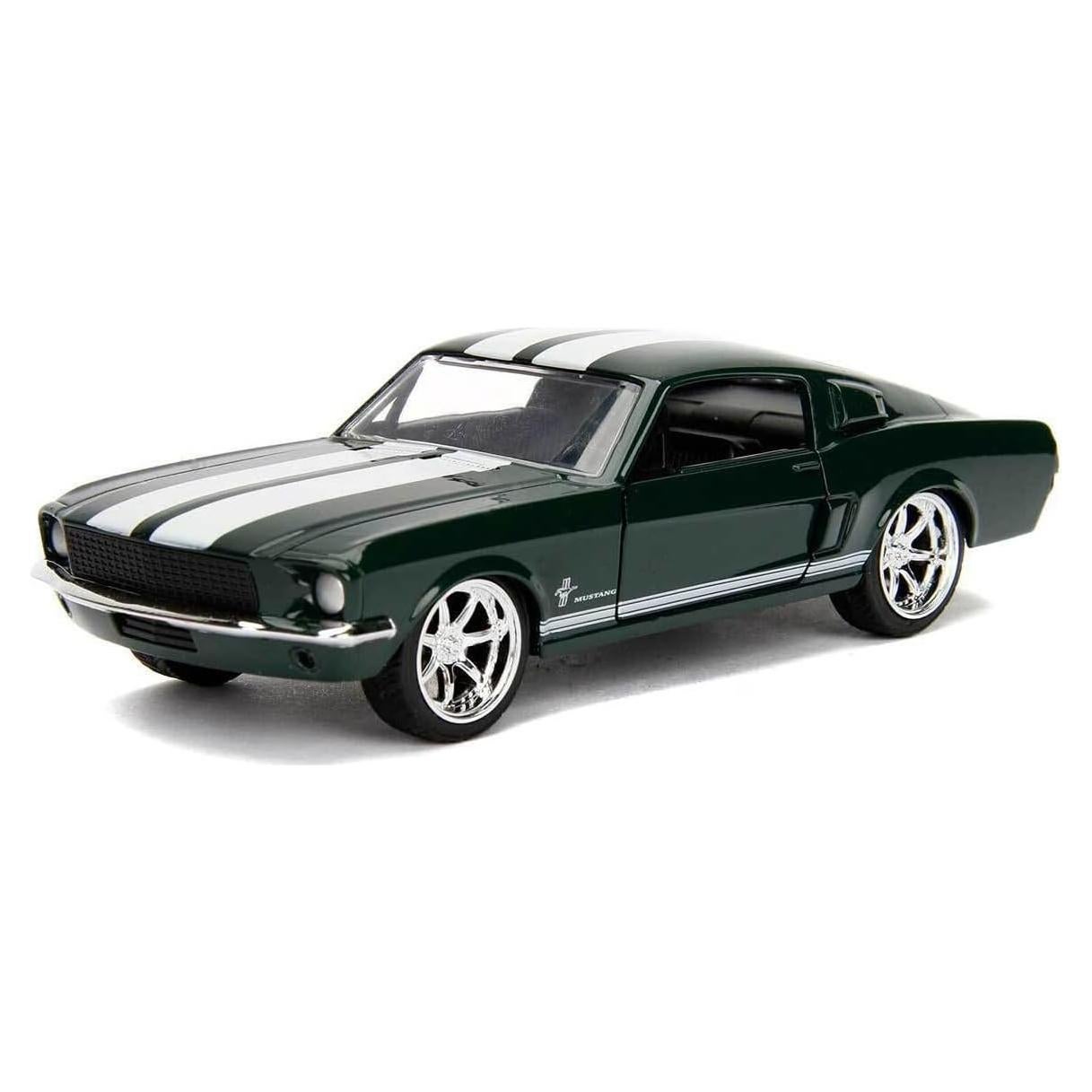 Sean's 1967 Mustang Hardtop Movie Muscle Car, Dark Green w/White Stripes - 99519-1/32 Scale Diecast Model Car