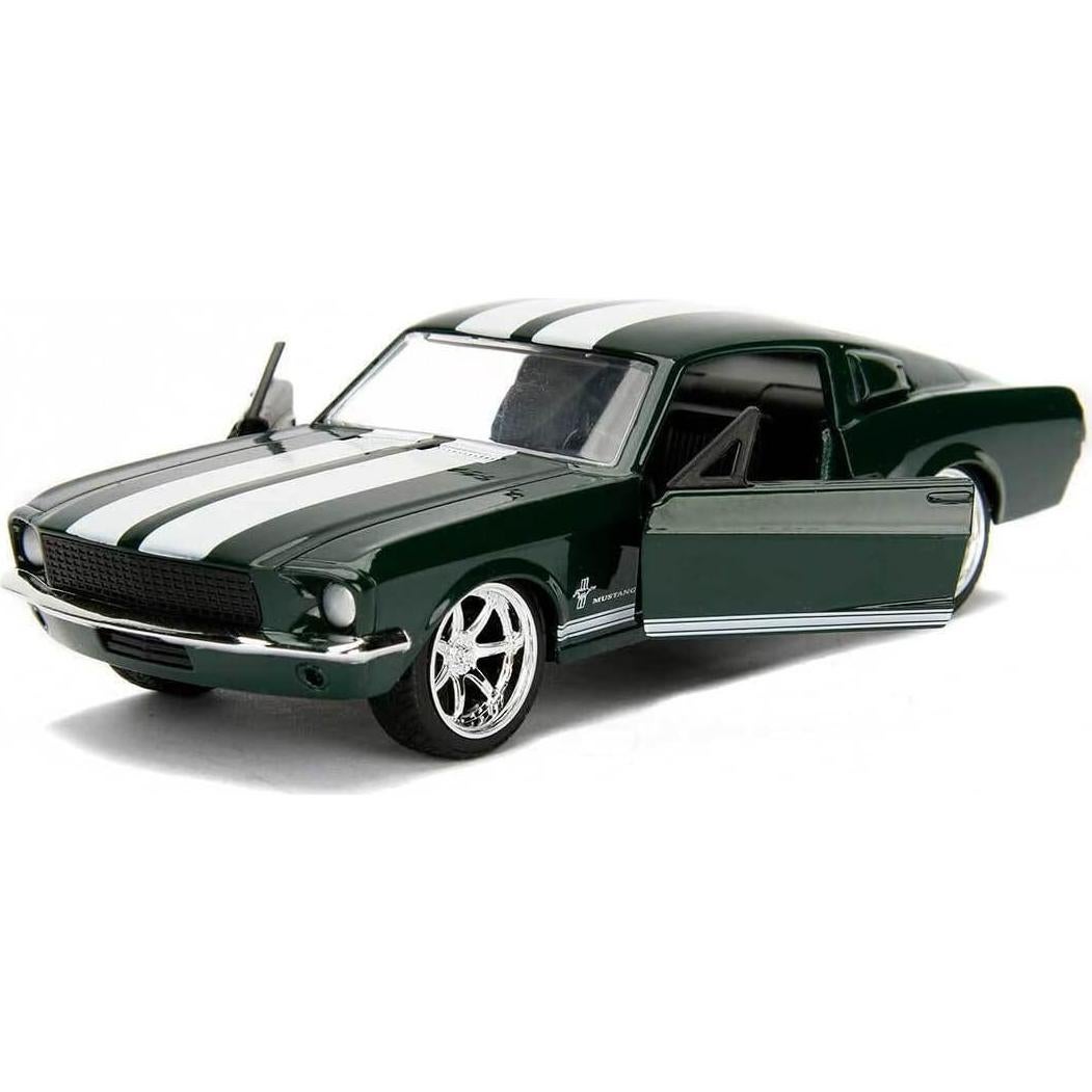 Sean's 1967 Mustang Hardtop Movie Muscle Car, Dark Green w/White Stripes - 99519-1/32 Scale Diecast Model Car