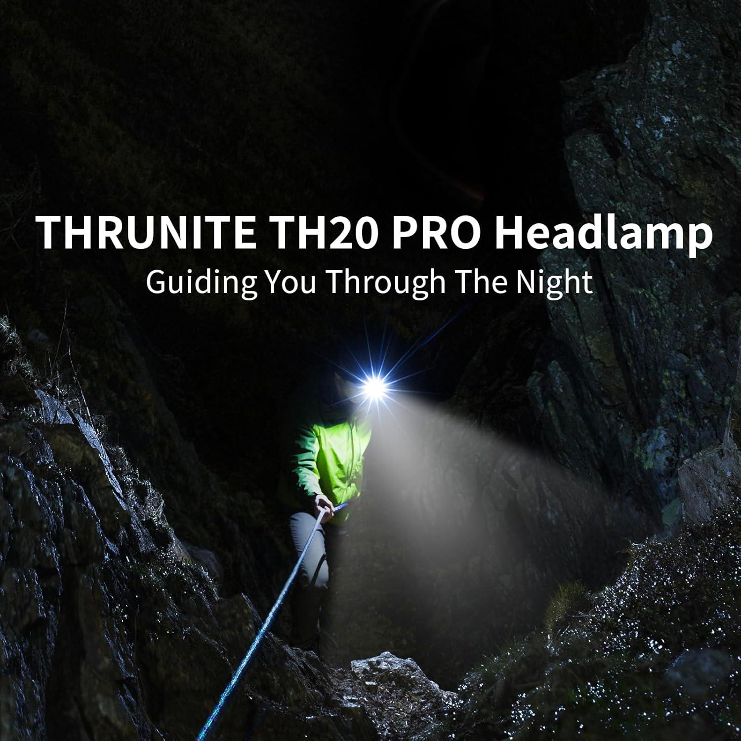 ThruNite TH20 Pro 1010 Lumen Rechargeable LED Headlamp, Powerful Right Angle Flashlight Compatible with AA Battery, for Indoor & Outdoor Adventures in Hiking, Camping, Cycling(Cool White)