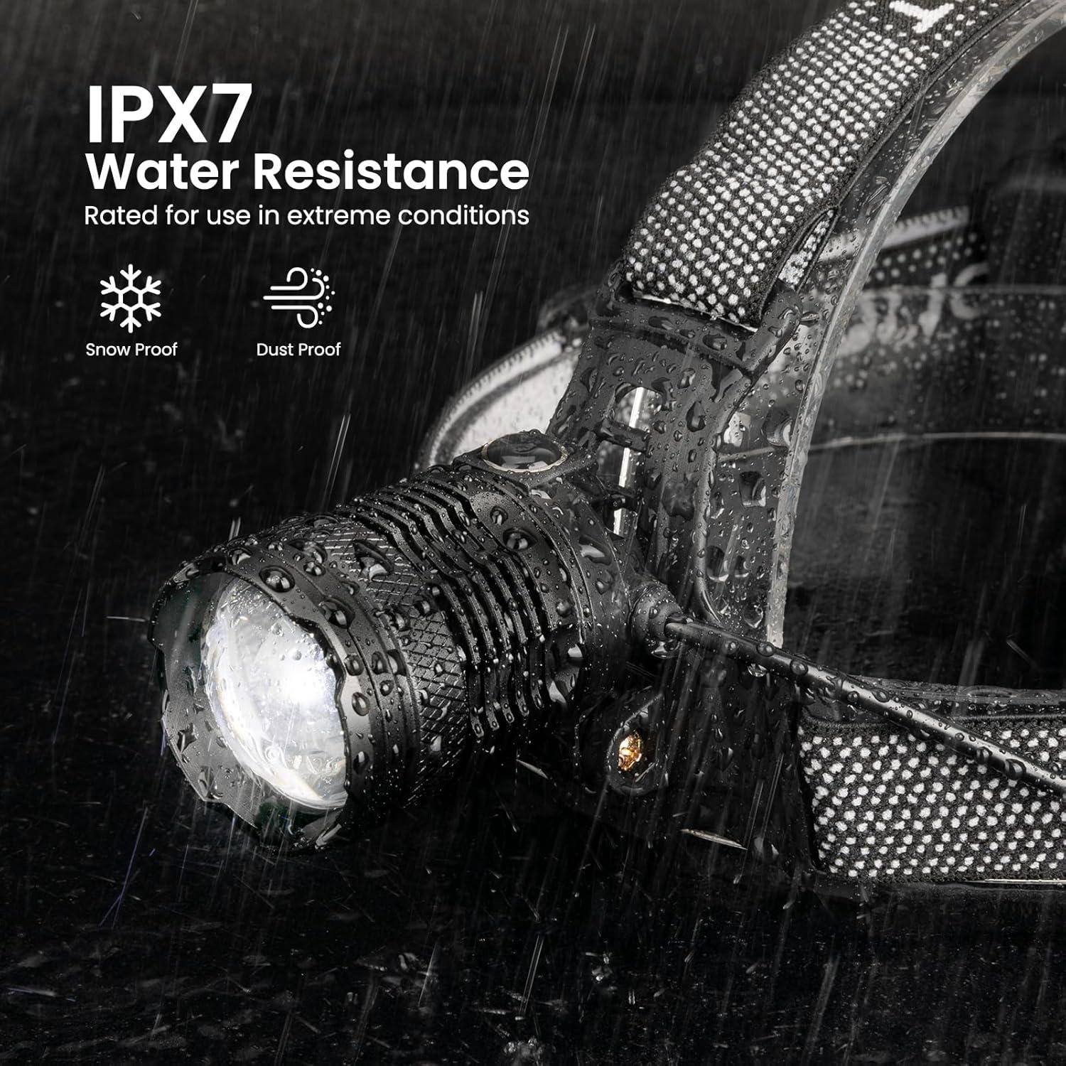 Lámpara Frontal LED Recargable Azamine 3000 Lúmenes 2Pack