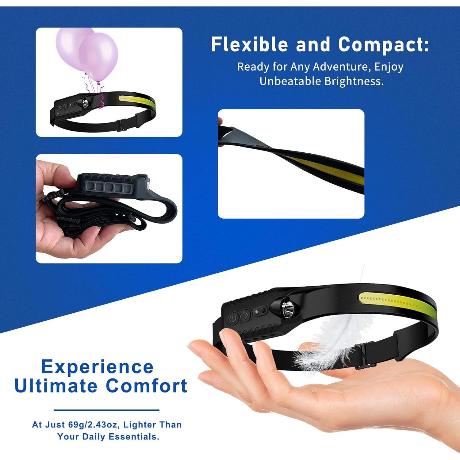 Linterna Frontal Recargable Nessciera LX200 400 Lúmenes 5 Modos