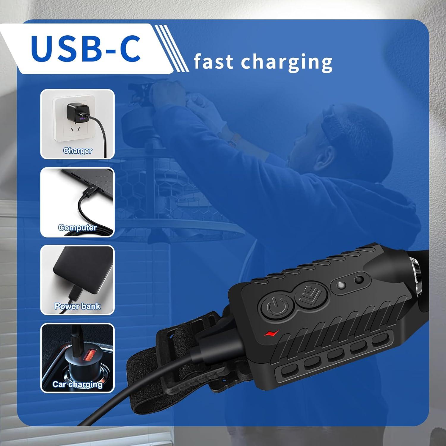 Linterna Frontal Recargable Nessciera LX200 400 Lúmenes 5 Modos