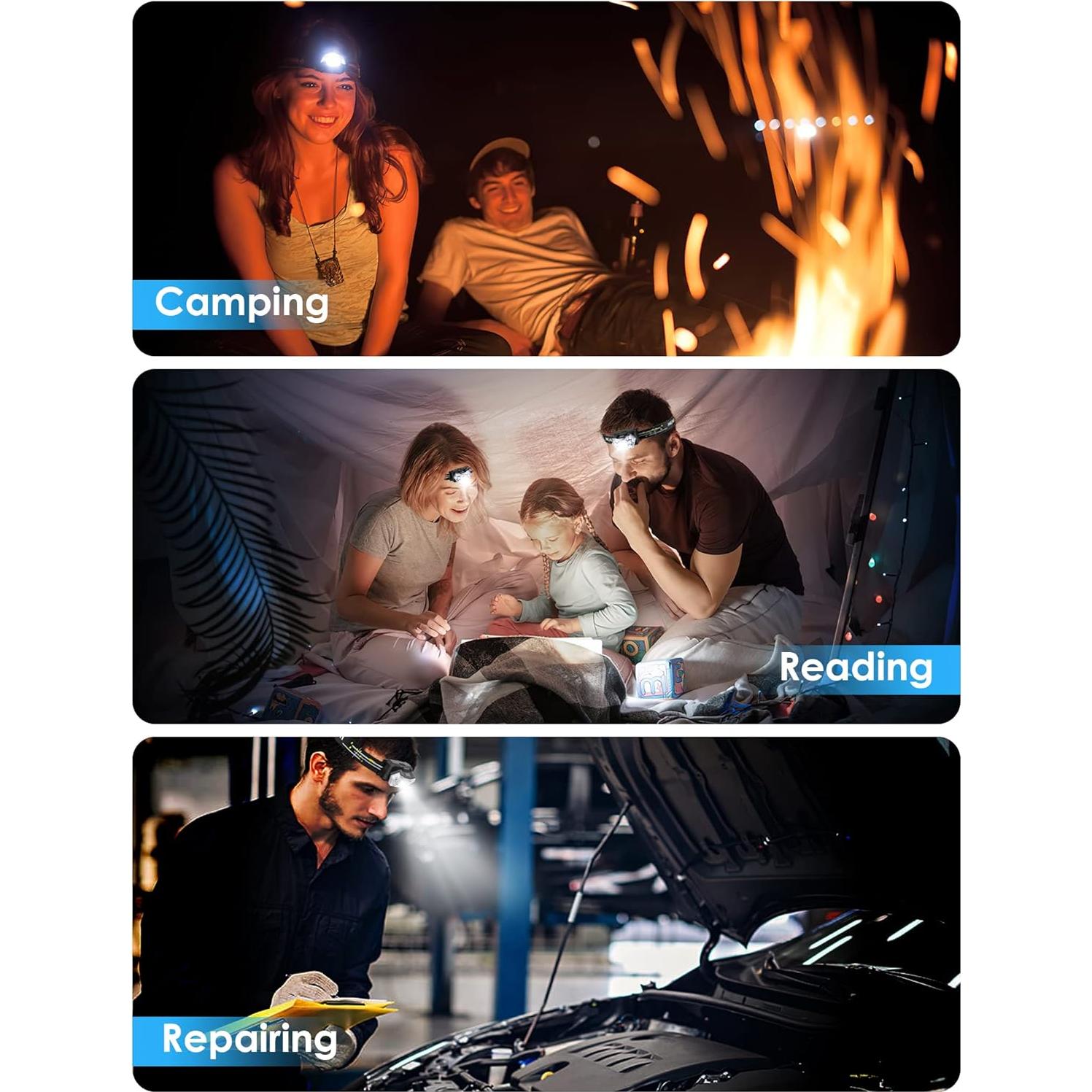 Linterna Frontal LED Lsnisni 2000 Lúmenes 2 Paquete IPX5