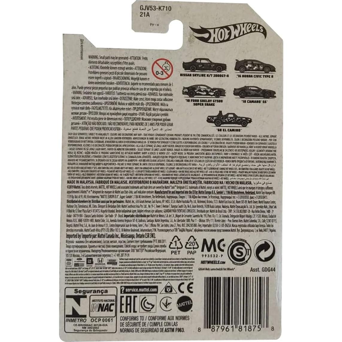 Hot Wheels Coche a Escala 1:64 Honda Civic 2016 Coleccionista