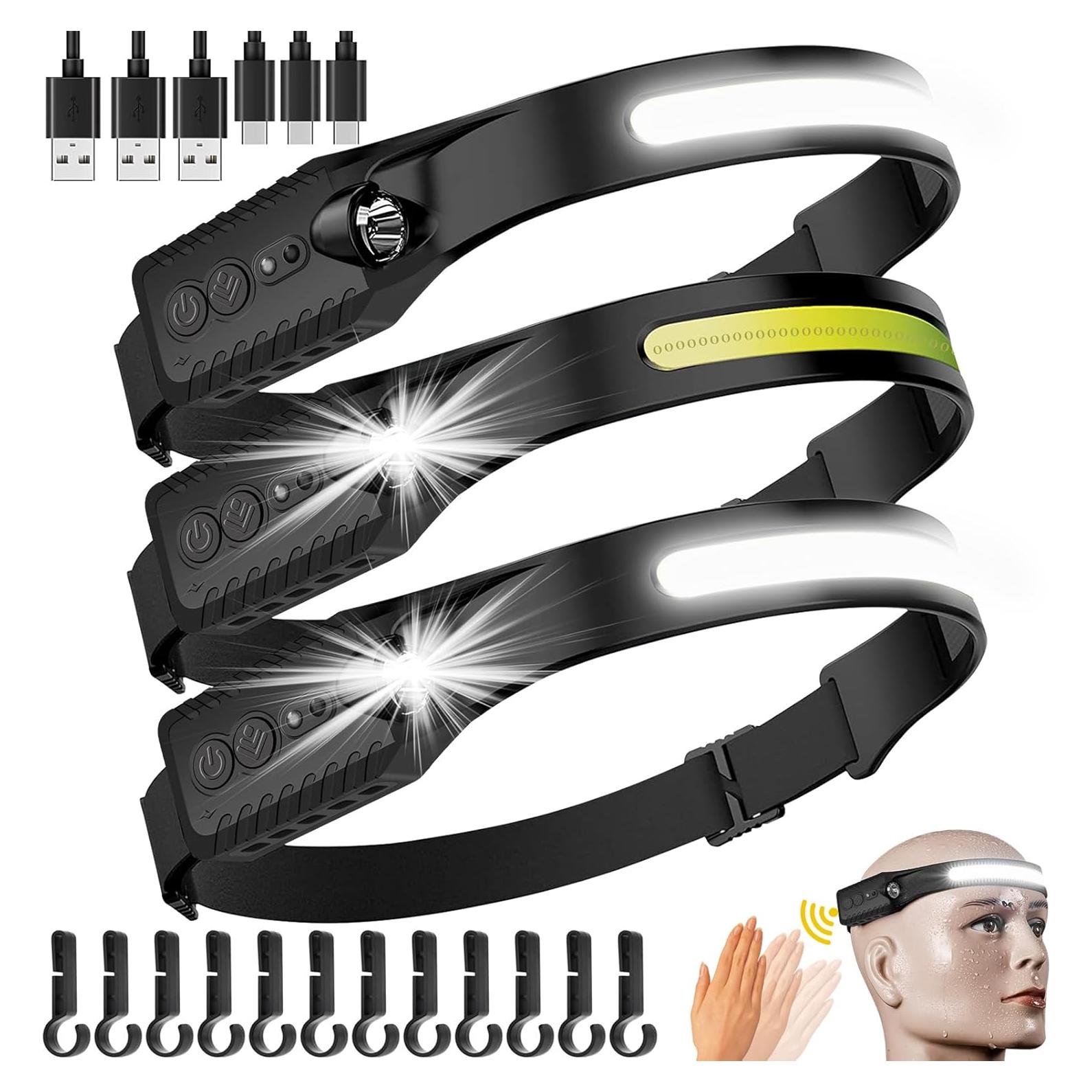 Linterna Frontal Recargable Najiaxiaowu 3 Paquetes 230° LED