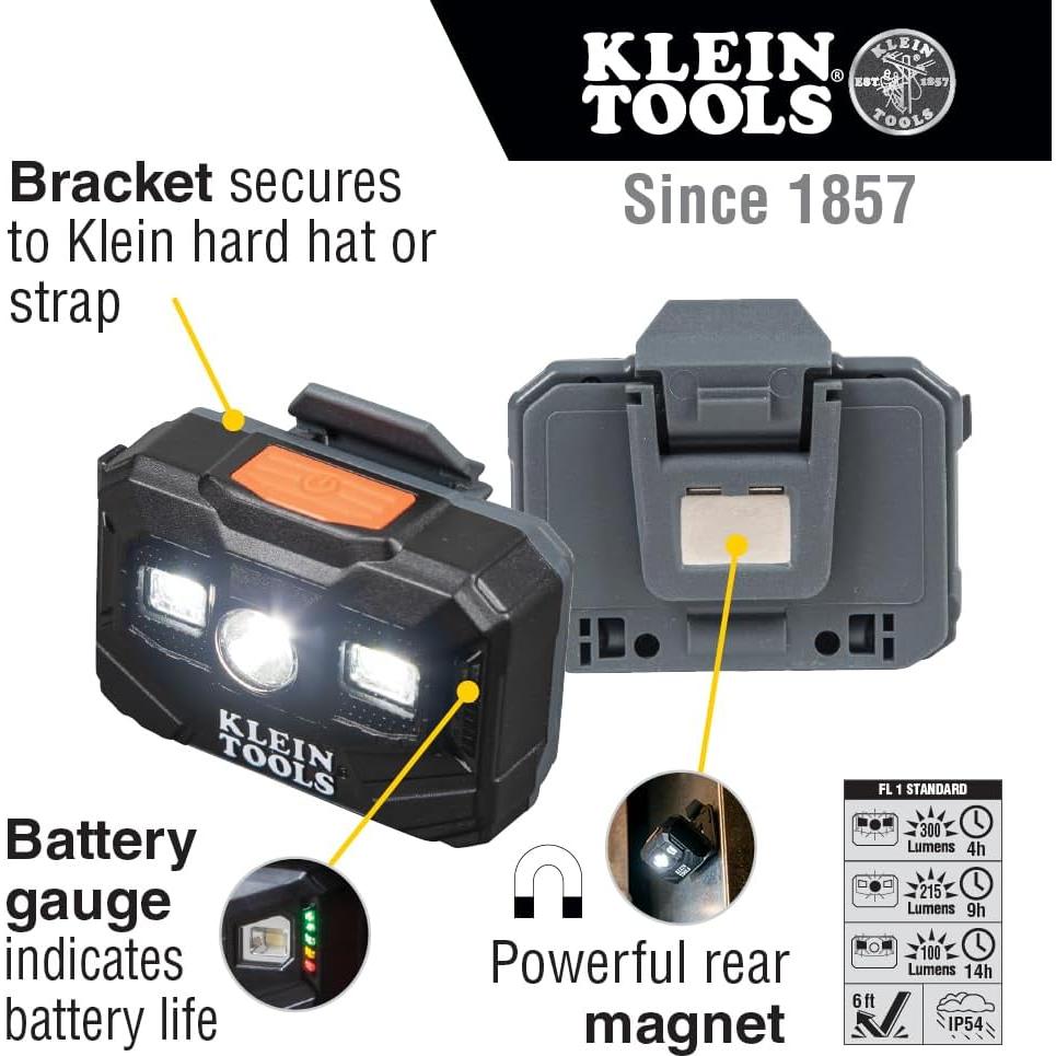 Linterna Frontal Recargable Klein Tools 56062 LED 300 Lúmenes