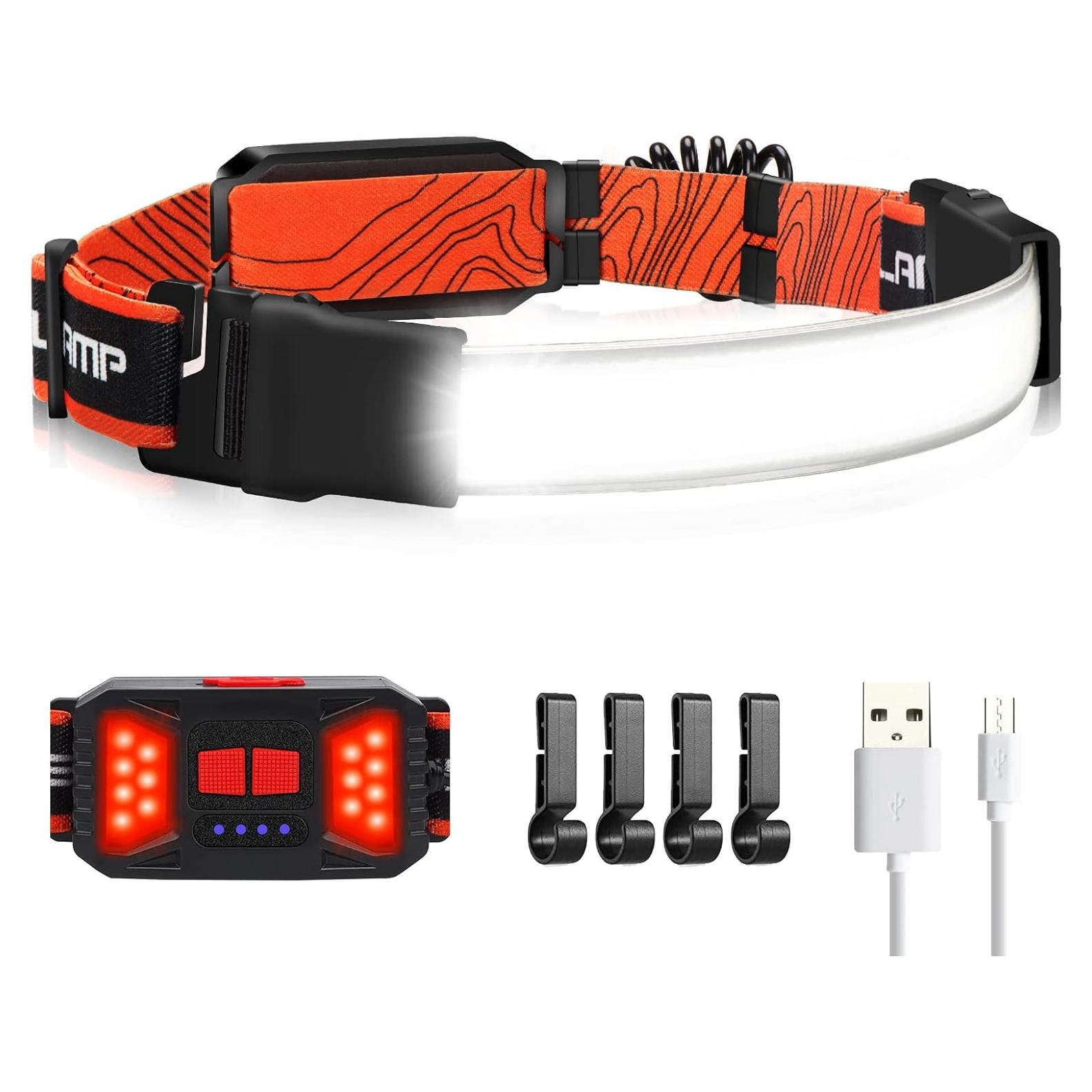 Linterna Frontal LED Recargable Luxallus 1000LM Naranja