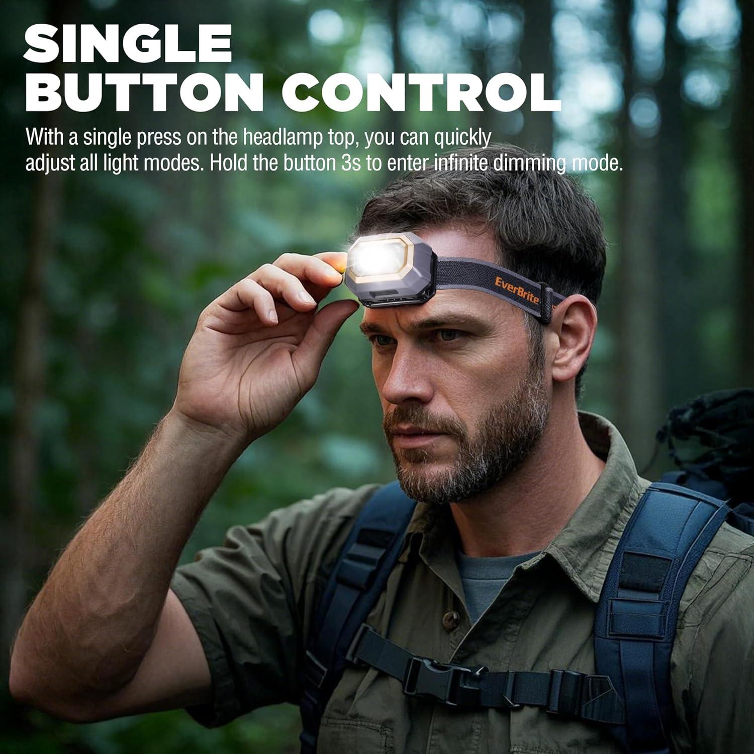 Linterna Frontal Recargable EverBrite 700 Lúmenes 6 Modos LED