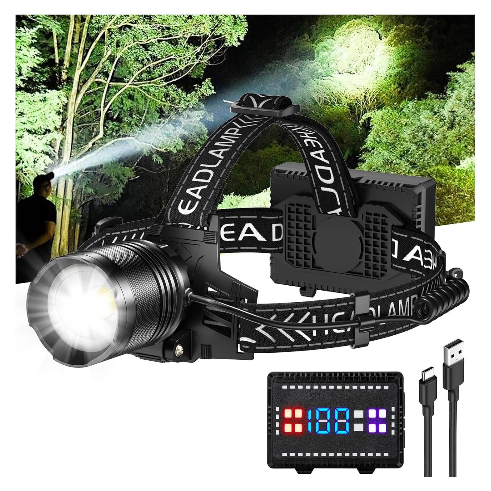 Linterna Frontal Recargable Cinlinso P70-10, 3000 Lúmenes LED IPX6