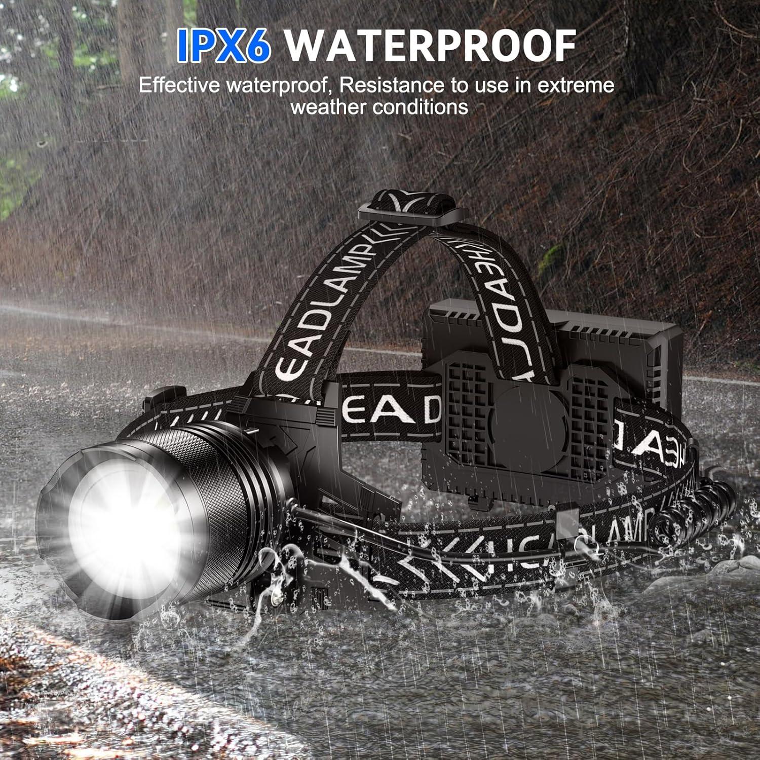 Linterna Frontal Recargable Cinlinso P70-10, 3000 Lúmenes LED IPX6